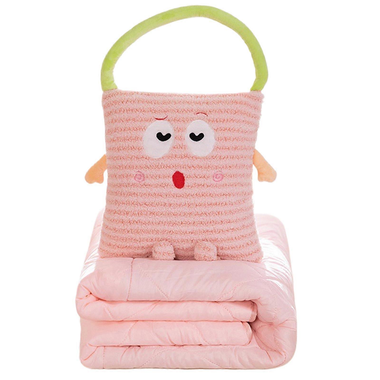 Convert Pillow to Blanket, Soft Fleece Travel Quilt, Comfortable 50x60 Pink Blanket for Relaxation and Home Use