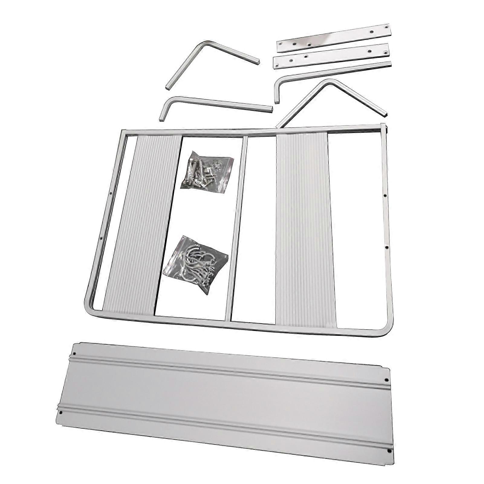 Space Aluminum Double Layer Microwave Oven Rack Stand, Kitchen Storage Shelf Organizer with Hanging Design for Countertop Space Saving