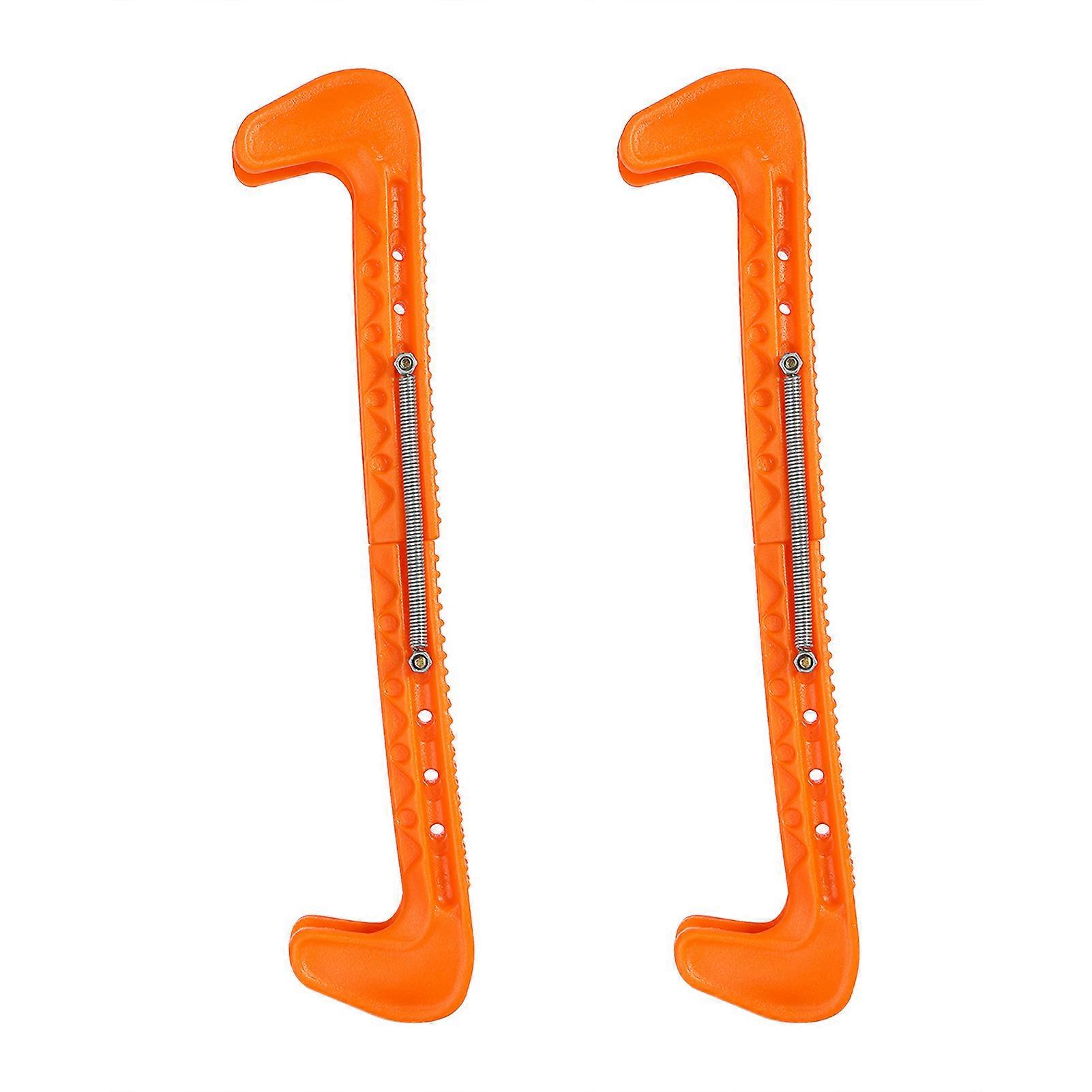 1 Pair Adjustable Plastic Ice Hockey Skate Blade Guards (Orange)