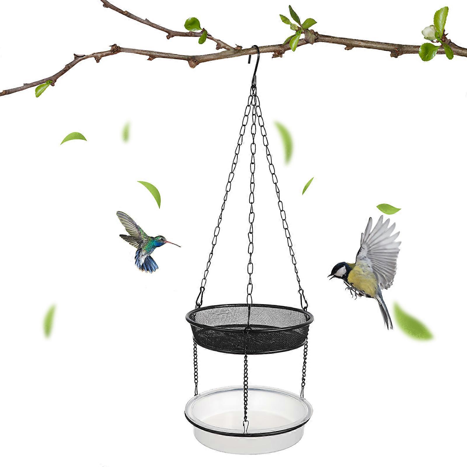 Outdoor Garden Bird Feeder Hummingbird Feeder Crow Feeder With Iron Plastic Material Double Tray Design 1Pack
