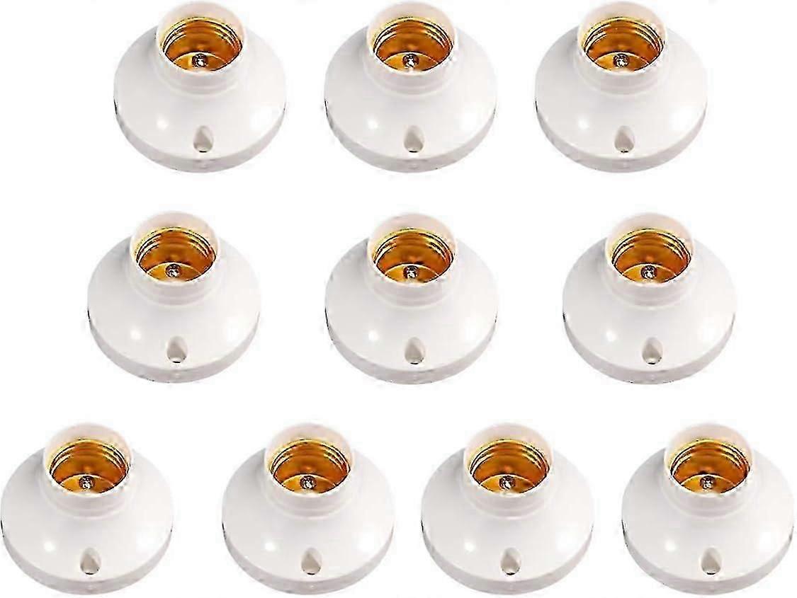10pcs E27 Screw Light Bulb Socket Holder Round Plastic Base Edison Screw Socket E27 Light Bulb Screw Lamp Socket Holder - White