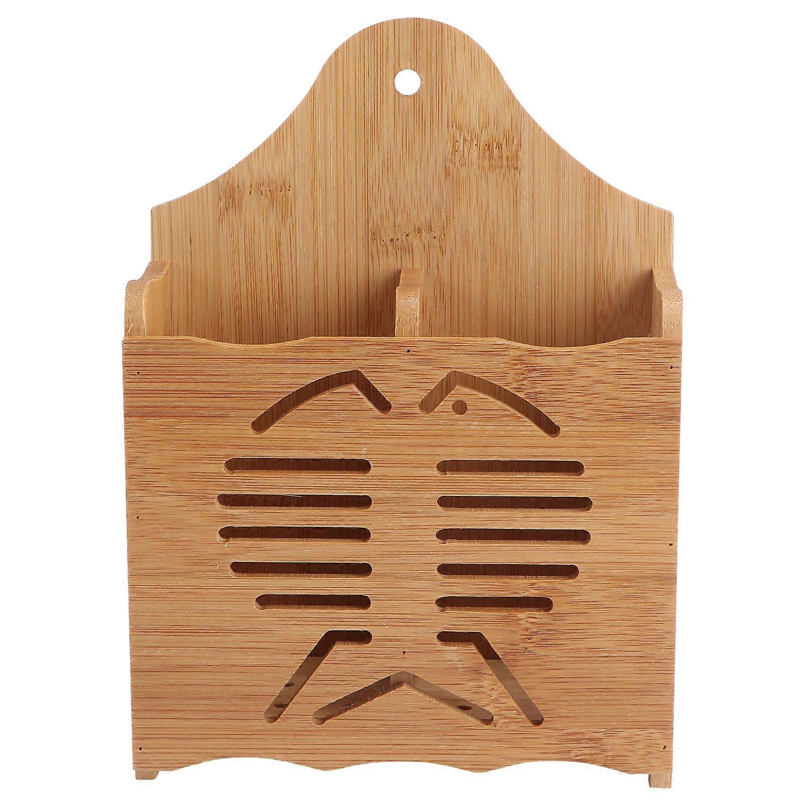 Bamboo Kitchen Utensil Holder for Countertop Organizer with Porous Drain Lightweight and Compact Multi 1Pc