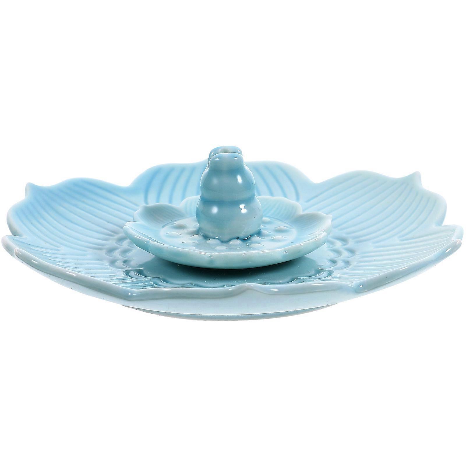 Incense Stick Burn Holder For Relaxing Atmosphere Ceramic Blue 11.70X11.70X3.50CM Chinese Style 1Pack