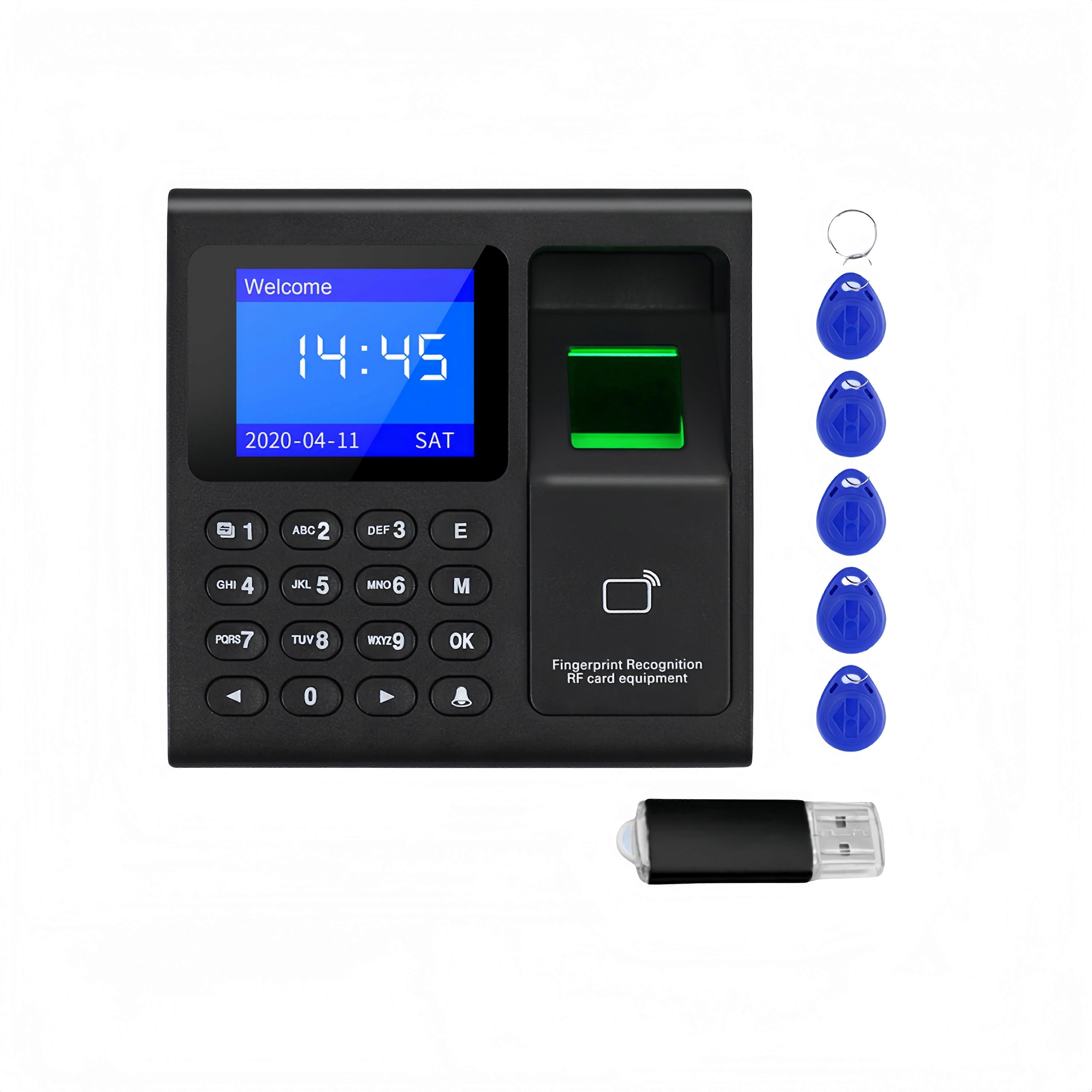 Time Attendance Machine Fingerprint Password Time Clock for Employee with Finger Scan, RFID and PIN -HK621