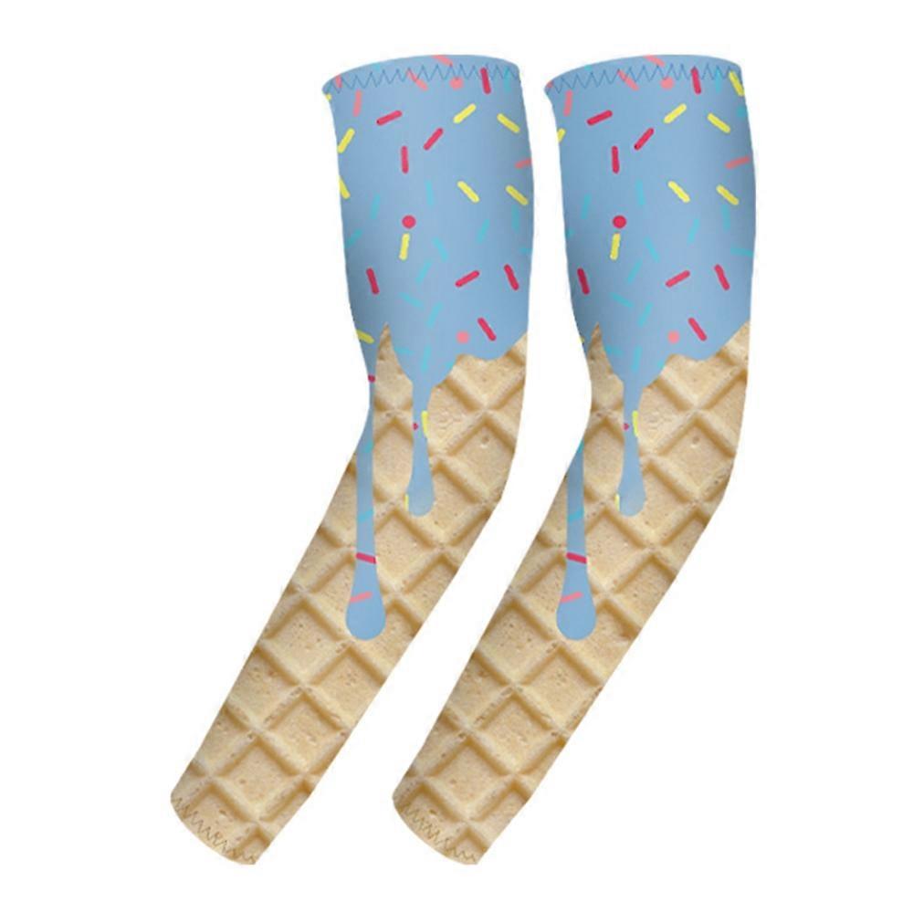 1 Pair Size XL Ice Cream Compression Sun Protection Arm Sleeves Cooling Arm Guards for 18 Years and