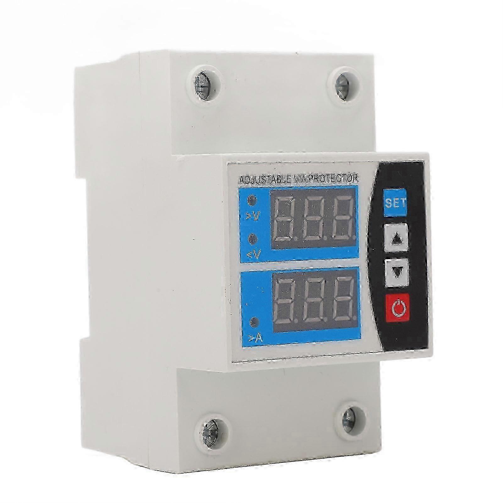 Adjustable Over Under Voltage Protector with Dual Display, Self Resetting Protective Device, 240V-300V, 63A