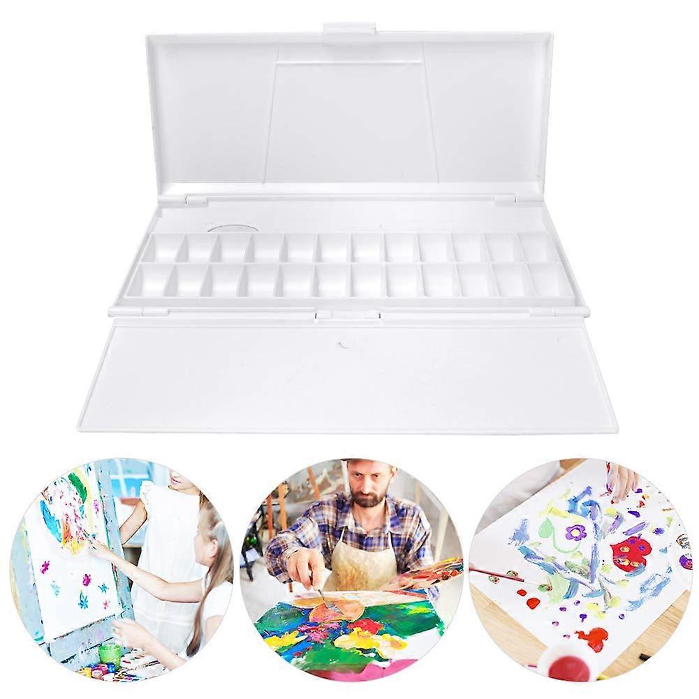 Watercolor Palette, 24-Grid Plastic Paint Tray for Acrylic and Watercolor Painting, Portable Art Supplies