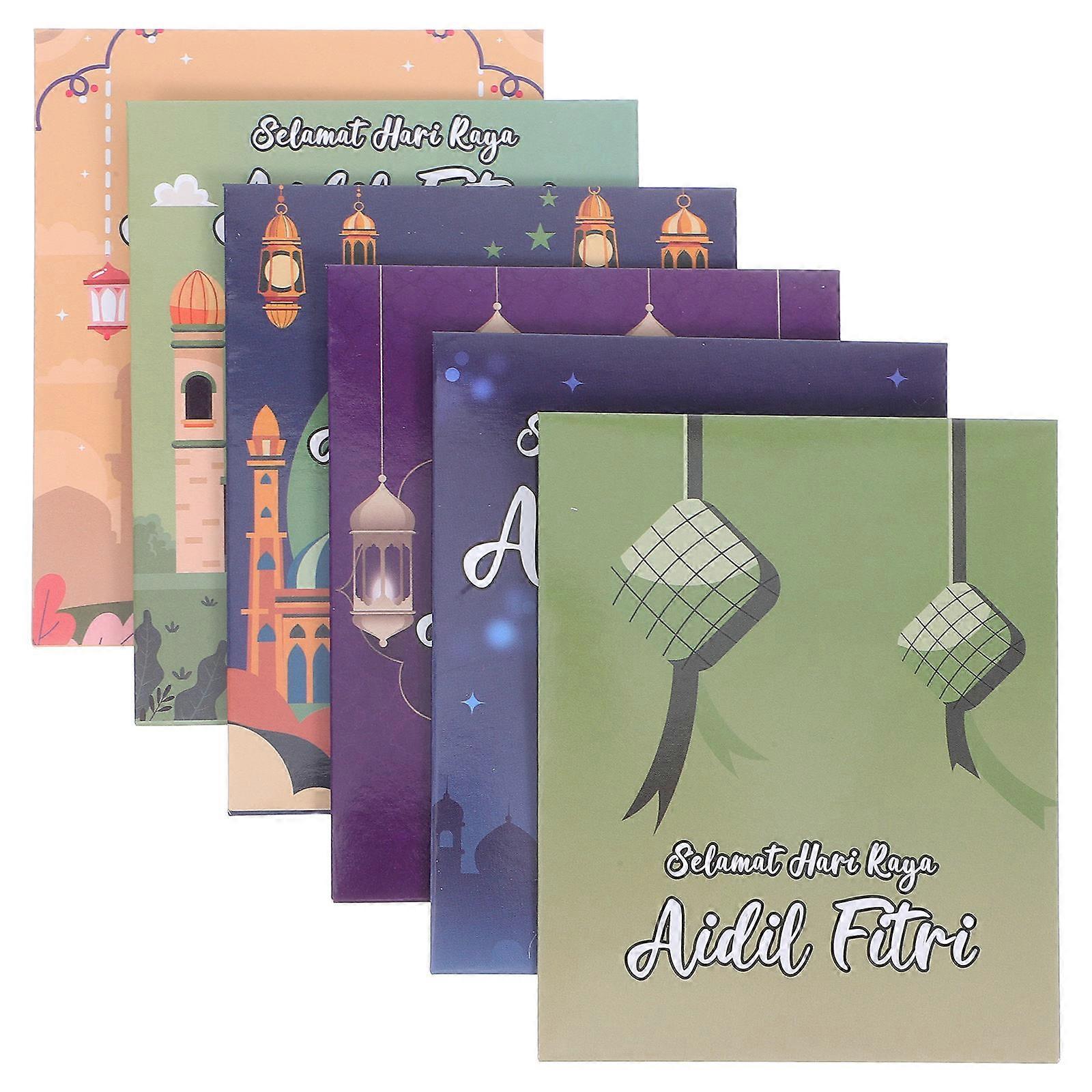Eid Mubarak Money Envelopes for Storage with Unique Design 6Pcs Paper Envelopes