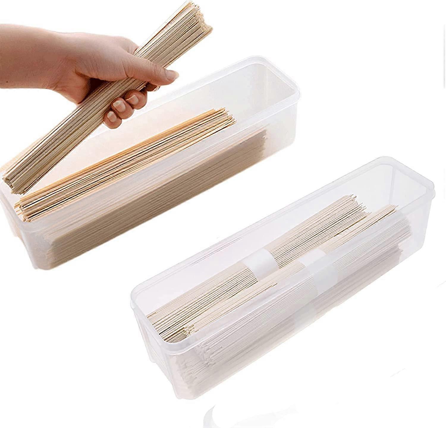 Pack of 2 Pasta Storage Boxes with Lids, Airtight Containers for Spaghetti, Cereals, and Dry Food, Clear Plastic