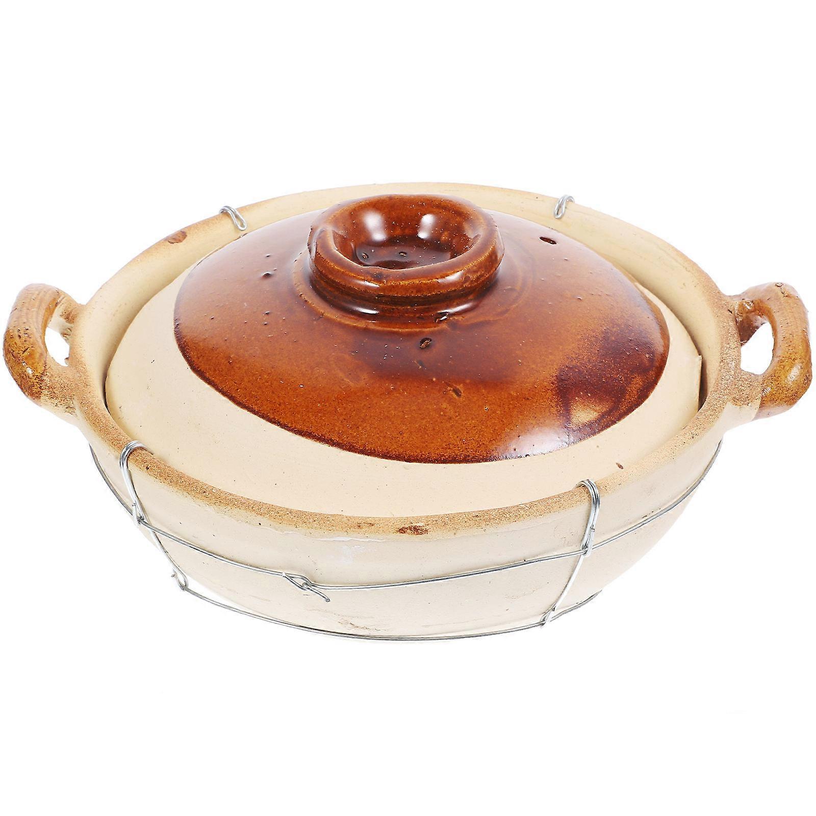 Heat Resistant Double Handle Kitchen Casserole Pot, Multi Functional Stewing Cooking Pot for Braised Chicken, Rice, and Soup with Nonstick Surface