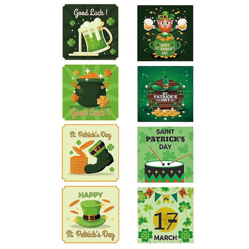 Festive Stickers For Patricks Day Party Bottle Labels Assorted Color 8Pcs 10.00X10.00X0.10CM