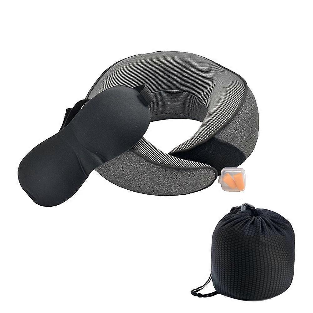 Travel Pillow Memory Foam Neck Pillow With Eye Mask Earplugs Airplane Kit