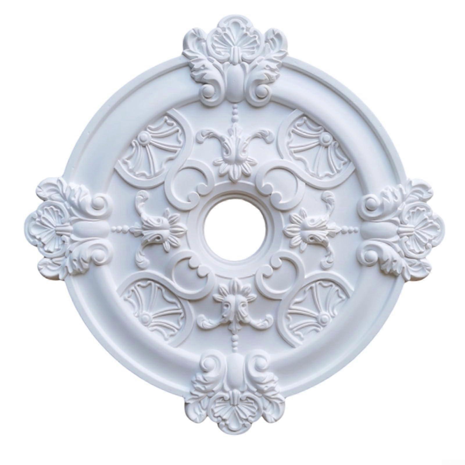 Stucco rosette ceiling, white ceiling rosette, round decorative ceiling fan for home, lamp cover, ceiling shape decoration.