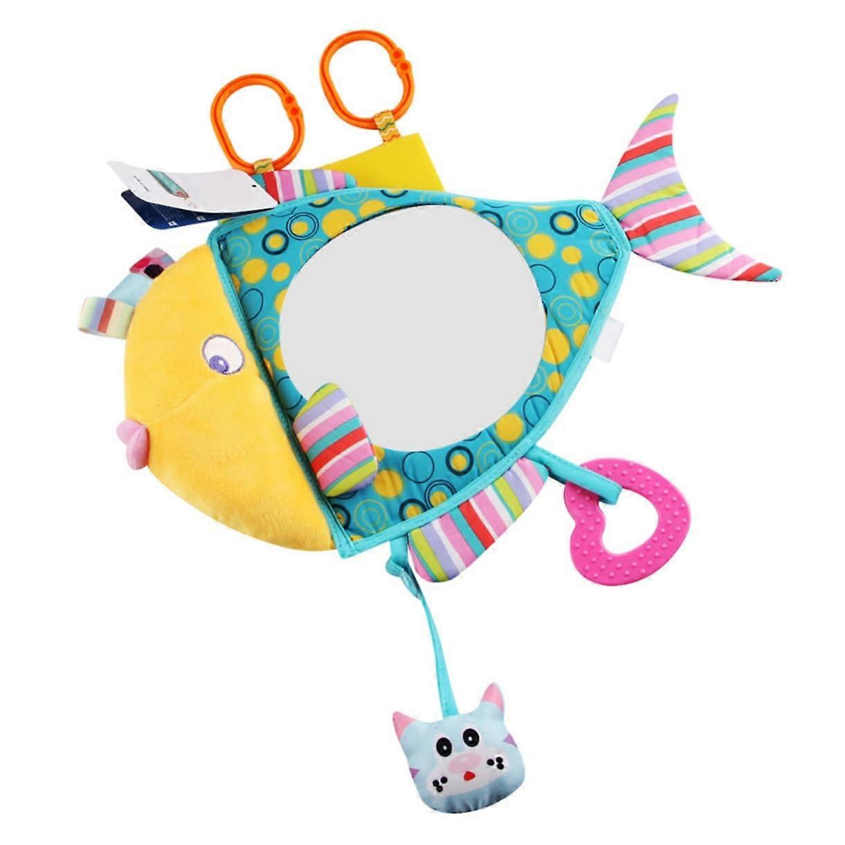 Creative Plush Fish Toy with Mirror for Babies, Contrasting Toy for Prone Position