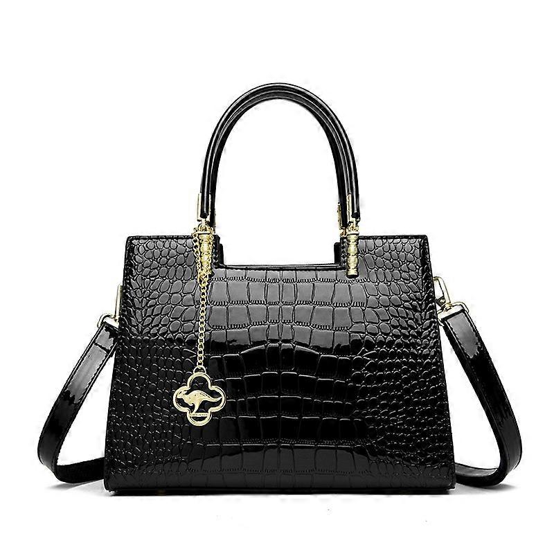 Women's large-capacity crossbody tote bag with PU crocodile pattern for easy organization