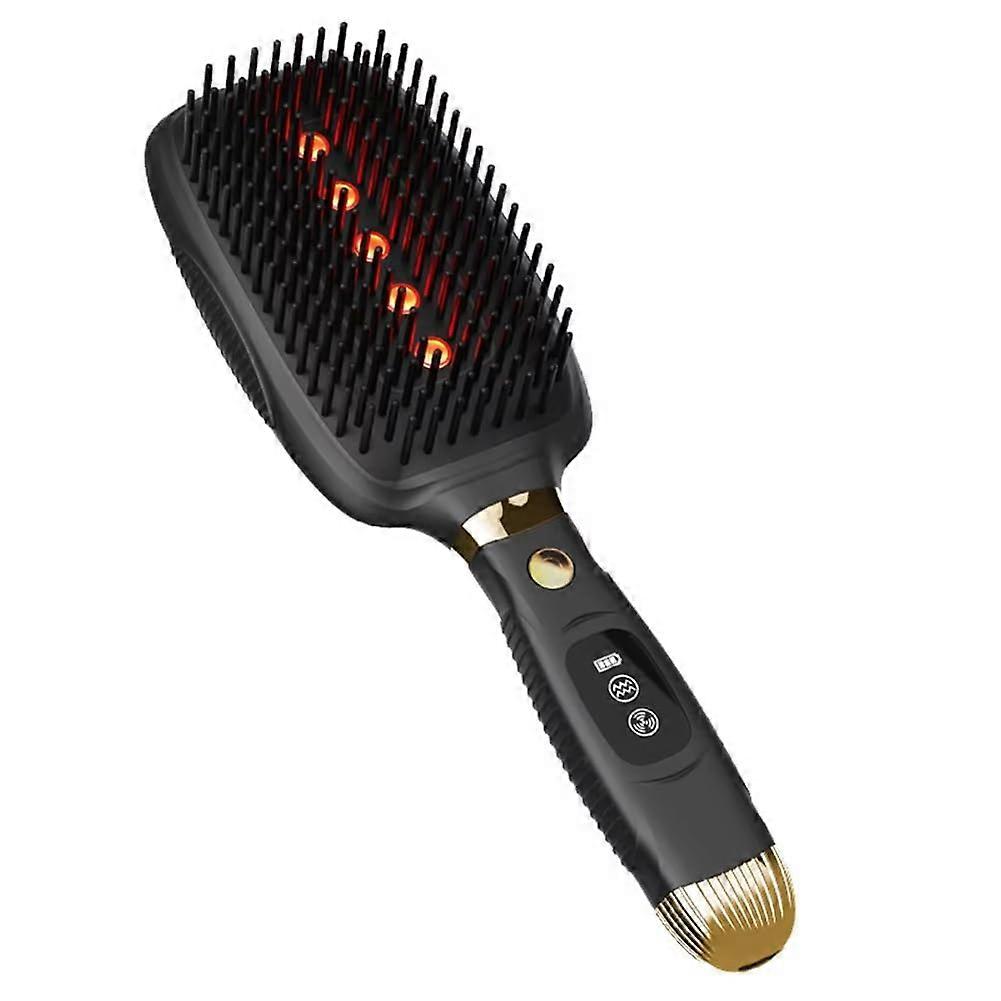 Hair Growth Comb with Red Light, EMS Microcurrent, Infrared Therapy, Scalp Massage Hair Brush with Vibration Function, Black