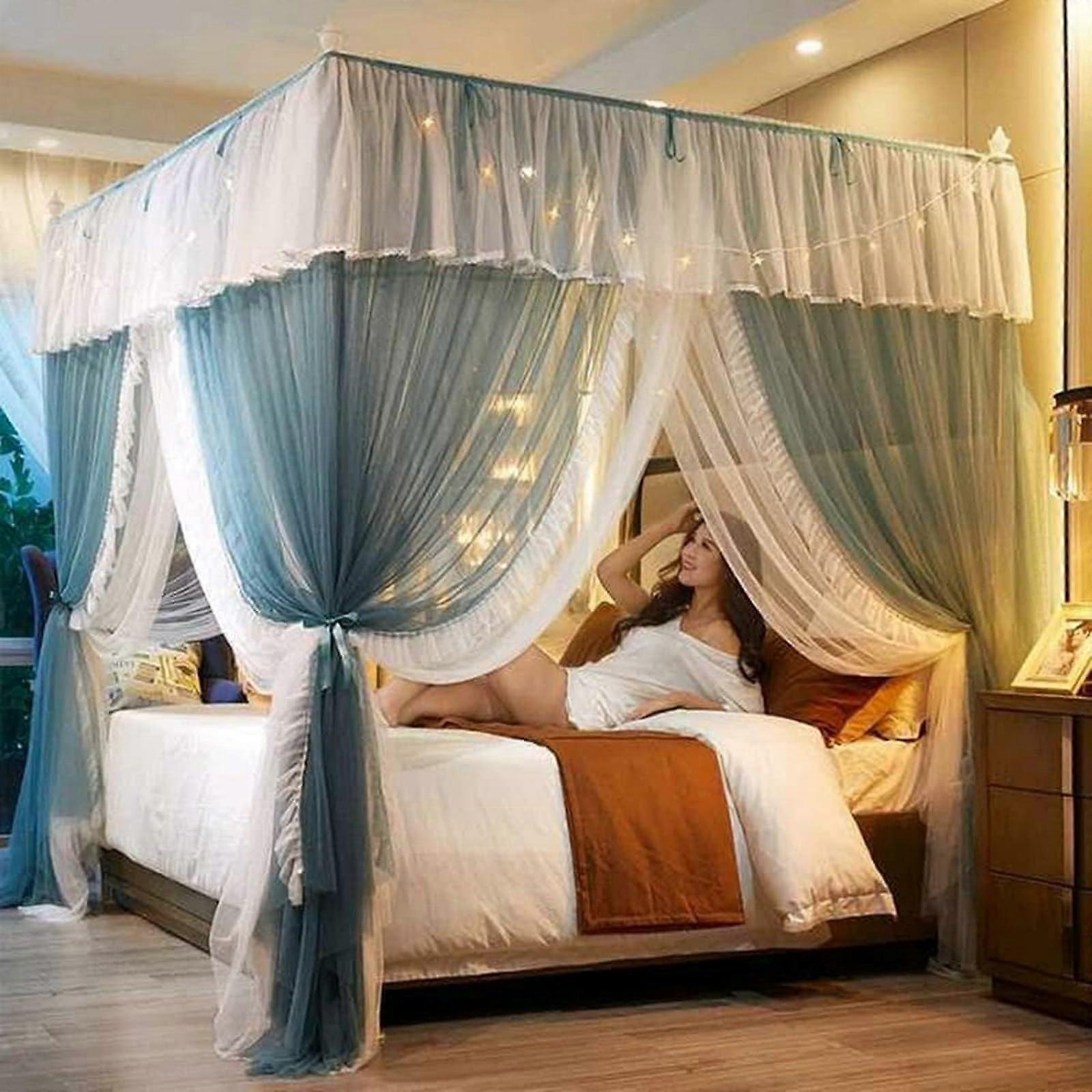 Bed Canopy For Double Bed - Princess Style, Four Corners, Side Openings, Polyester, Easy Install, 180x200x210 cm