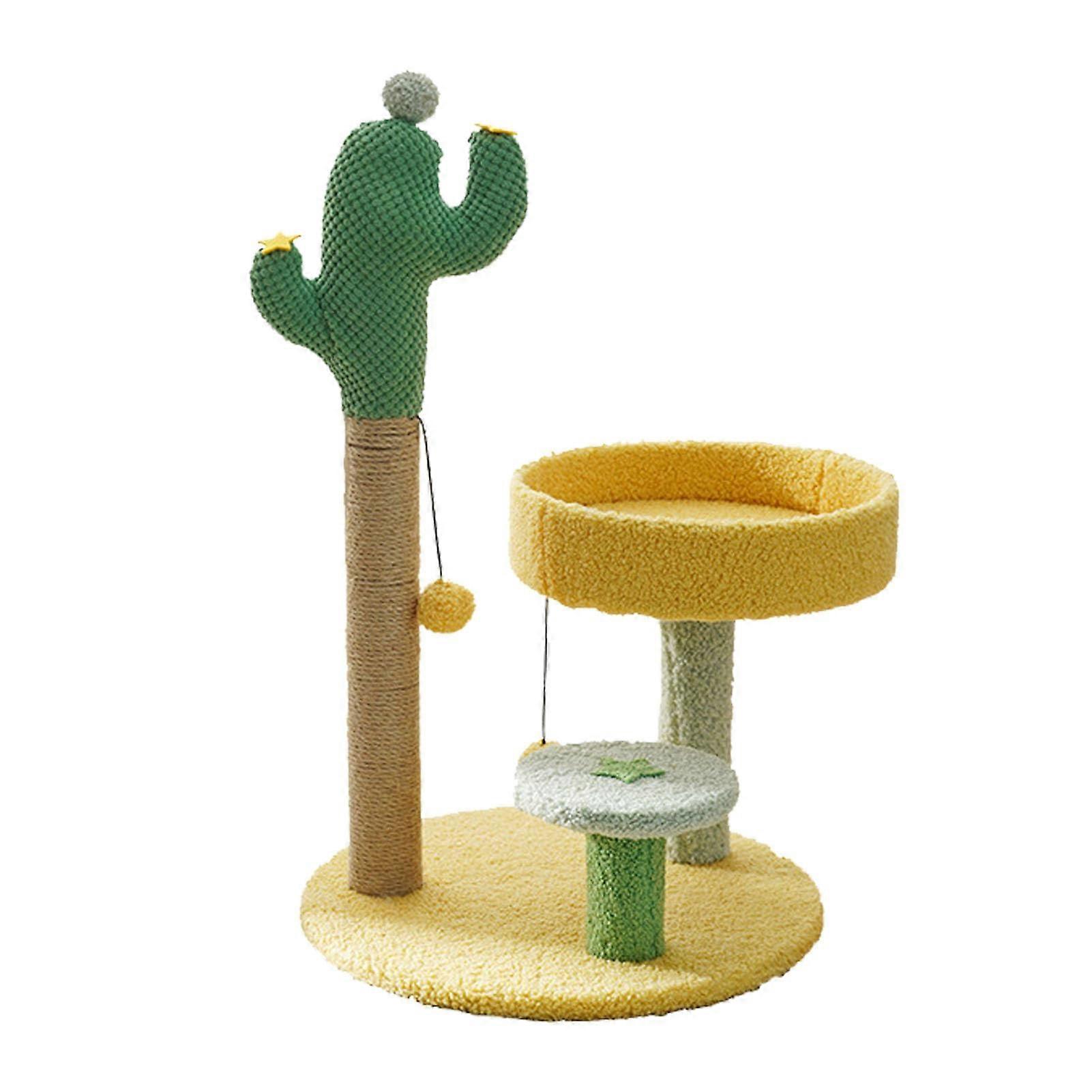 Cat Toy for Indoor Cats Adults, Cat Tree with Sisal Scratching Post Cactus Shape Multifunctional Breathable Cat Climbing Stand for Summer