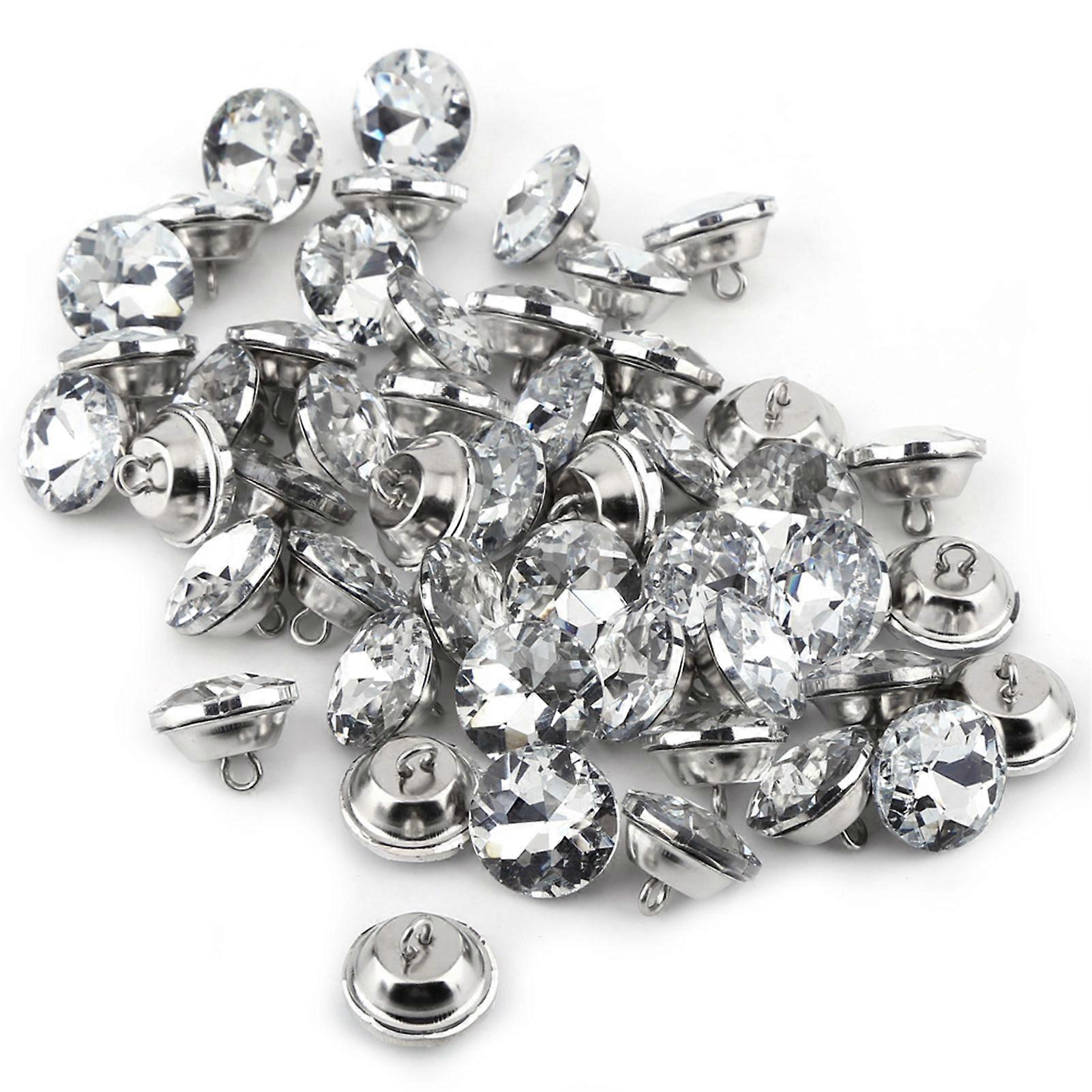 2025 Ultimo Modello Diamante Argento Strass Cristallo Bottoni Rotondi Cucito