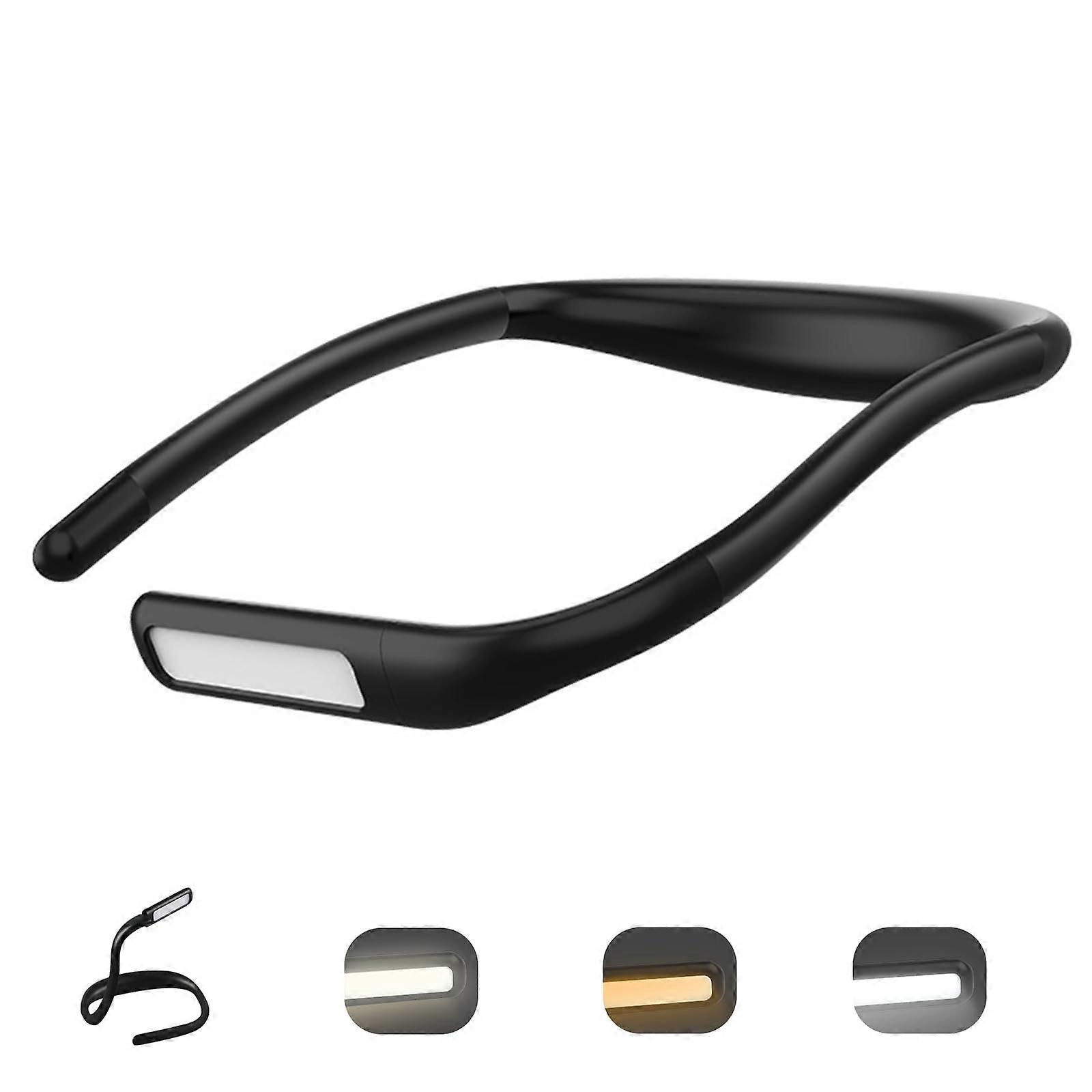 Neck Reading Lamp Book LED Book Lamp, 3 Colors, Continuous Dimming Reading Light, Bendable Arms, 270° Rotatable Lamp Head, Rechargeable Neck Light.