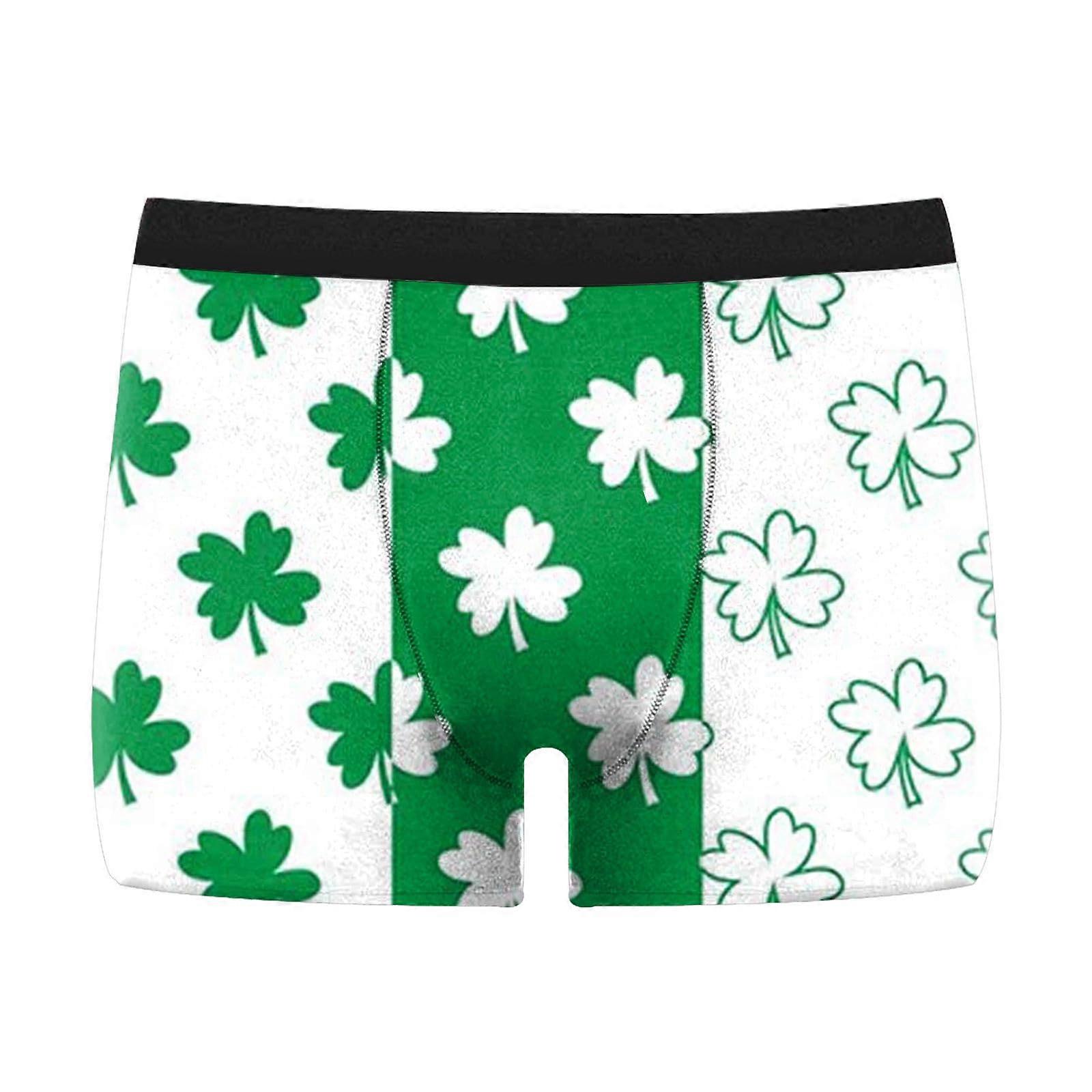 Boxer Shorts Men's St. Patrick's Day Underwear Stretch Comfortable Soft Breathable Retro Shorts Trunks A2White L