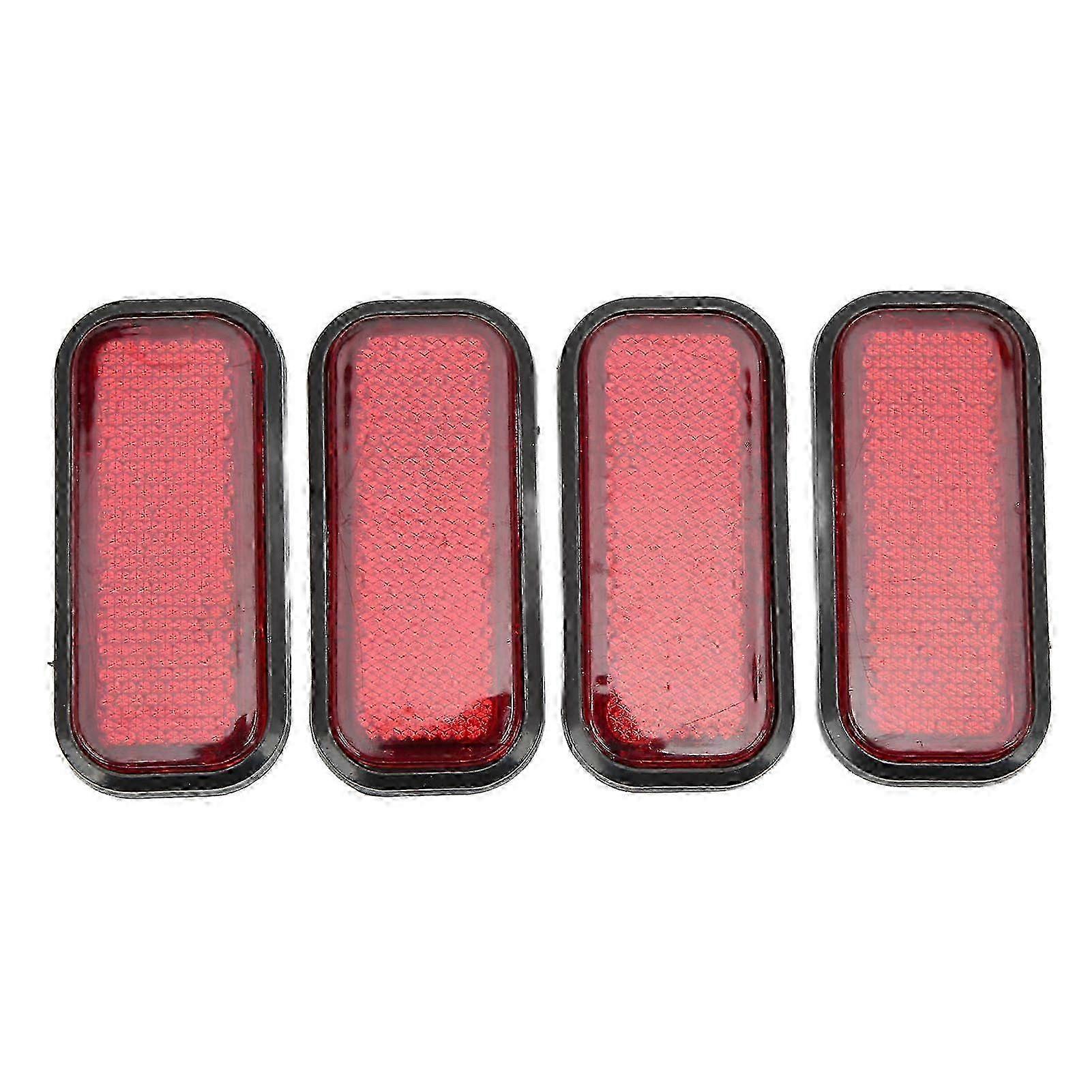 4pcs Rectangular Reflector Safety ABS Reflective Sticker Universal for Cars and Motorcycles Red