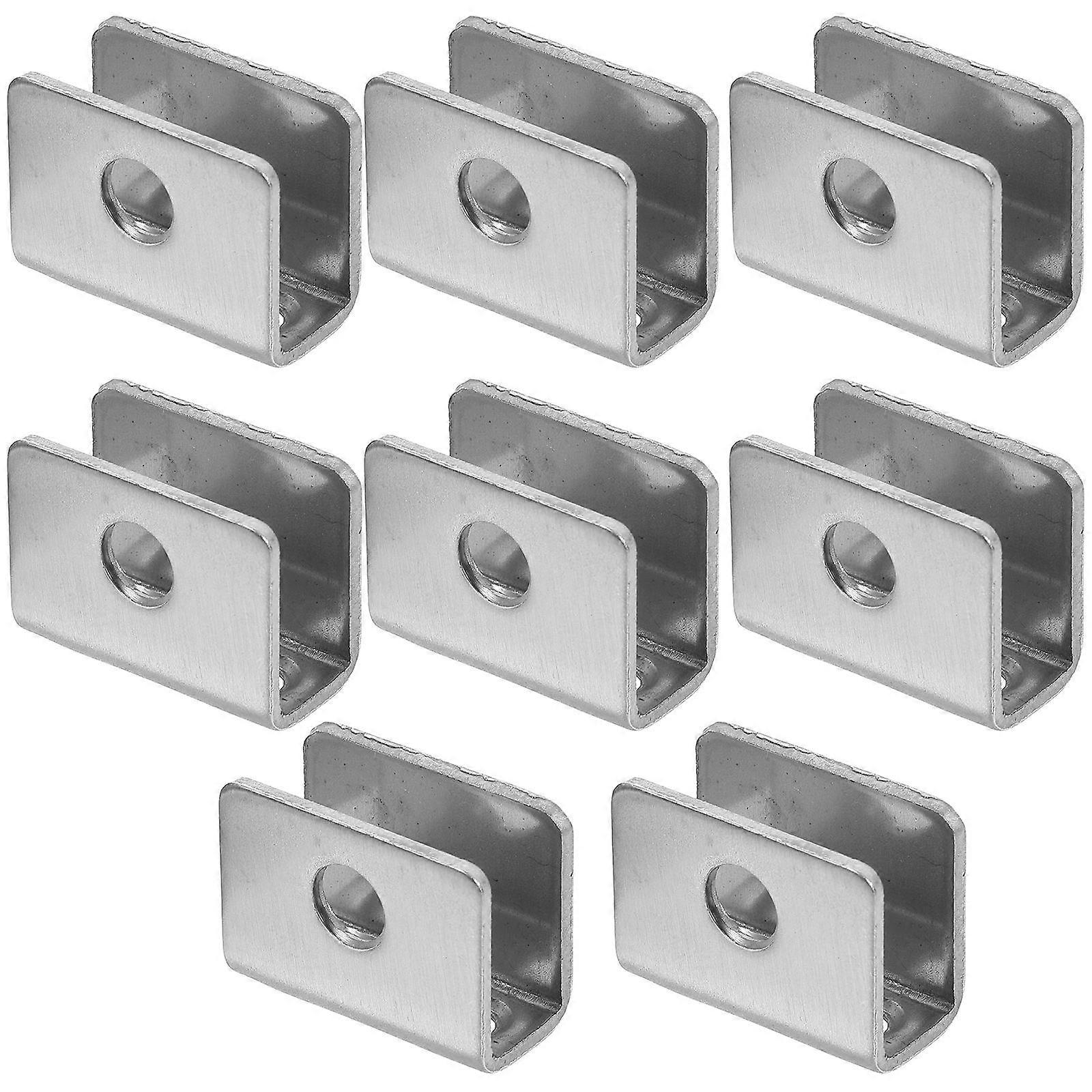 8pcs No Drill Glass Shelf Brackets, Shower Glass Retainer Clips, Smooth Surface Design, Easy Bathroom Installation, Durable Support for Home Shelving