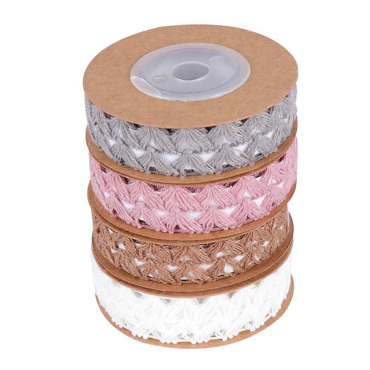 Crafting Ribbons Cotton Weaving Reusable Self-Sticking present Wrapping Diy Accessories Mixed Color 182x2x0.2Cm 4 Roll