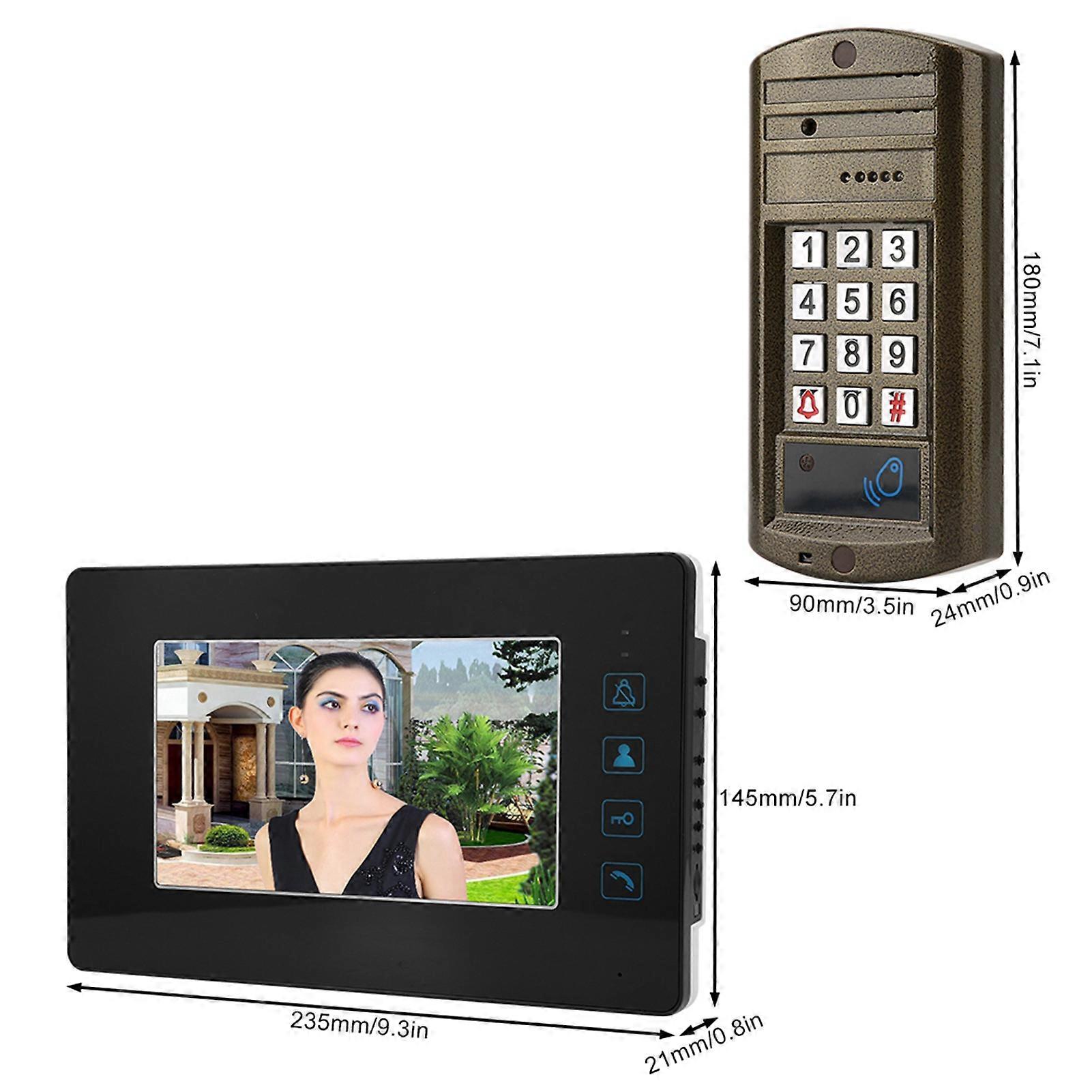 7inch HD Screen Wired Doorbell Waterproof Video Intercom Door Bell