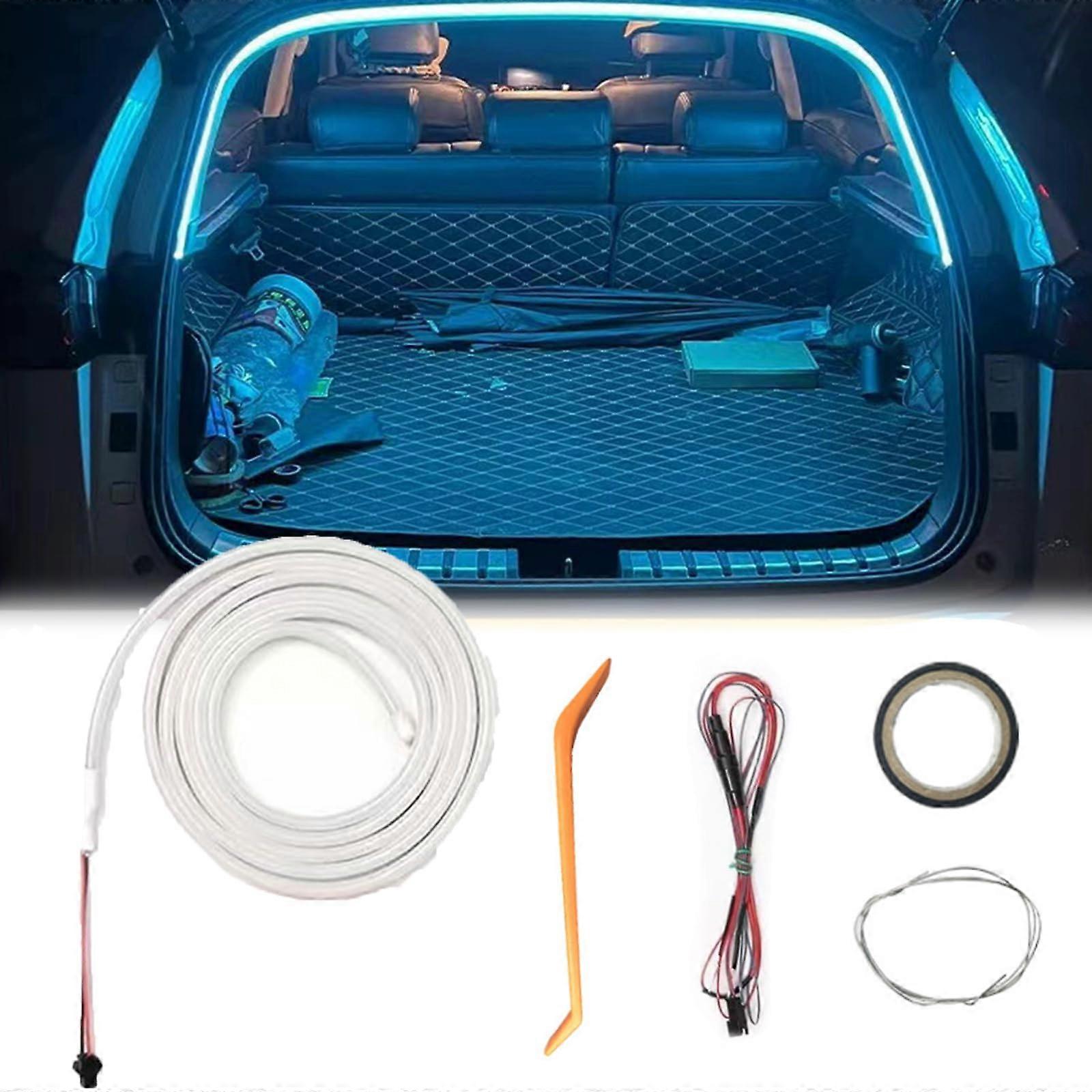 Dynamic Flowing Car Trunk Light Strip, 4 m Boot Lighting LED Strip, Flexible Silicone LED Strip Light for Car Boat Interior Lighting Decoration (Blue)