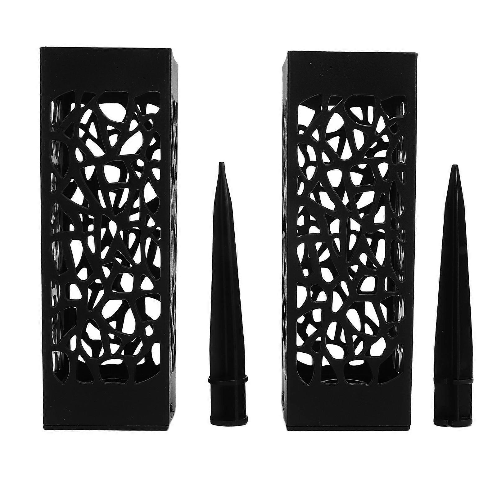 2Pcs Cemetery Vase Black Column Unique Hollow Design Easy Installation Ground Insert Grave Flower Holders