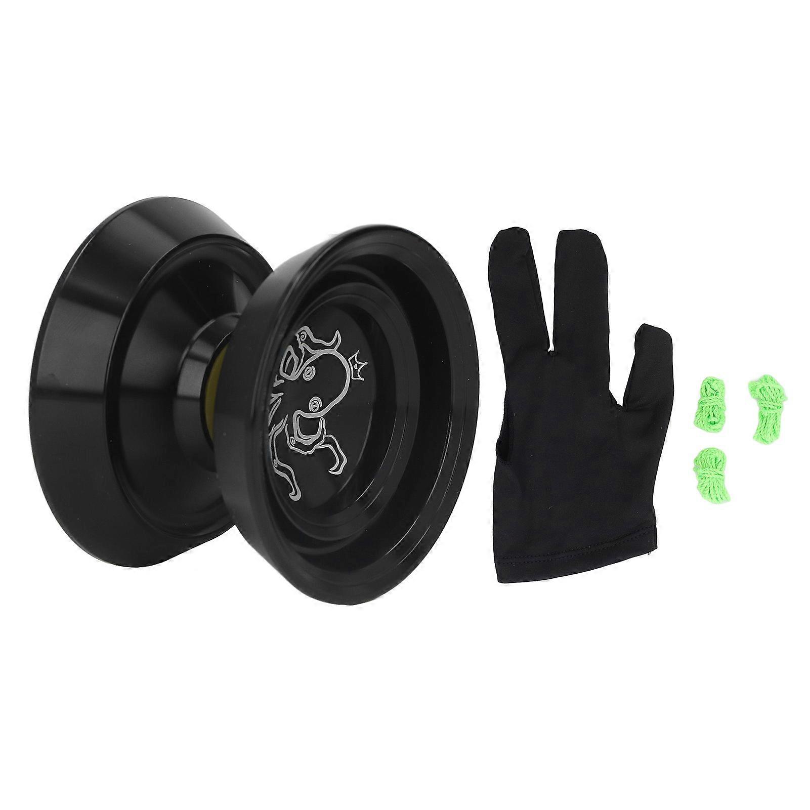 Yoyo noir élégant et peu réactif pour garçons avec cordes supplémentaires