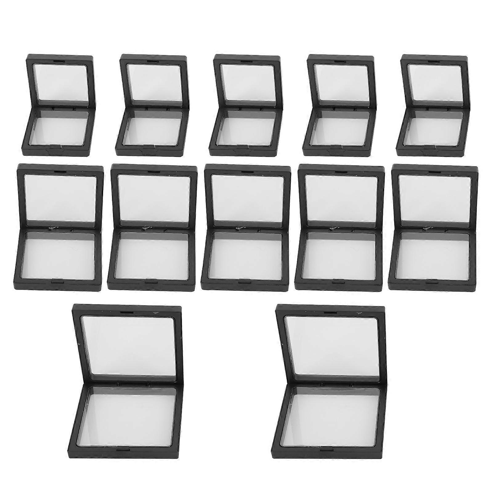 Jewelry Floating Frame Display Ring Storage Boxes Delicate Design for Home Use Black 12Pcs