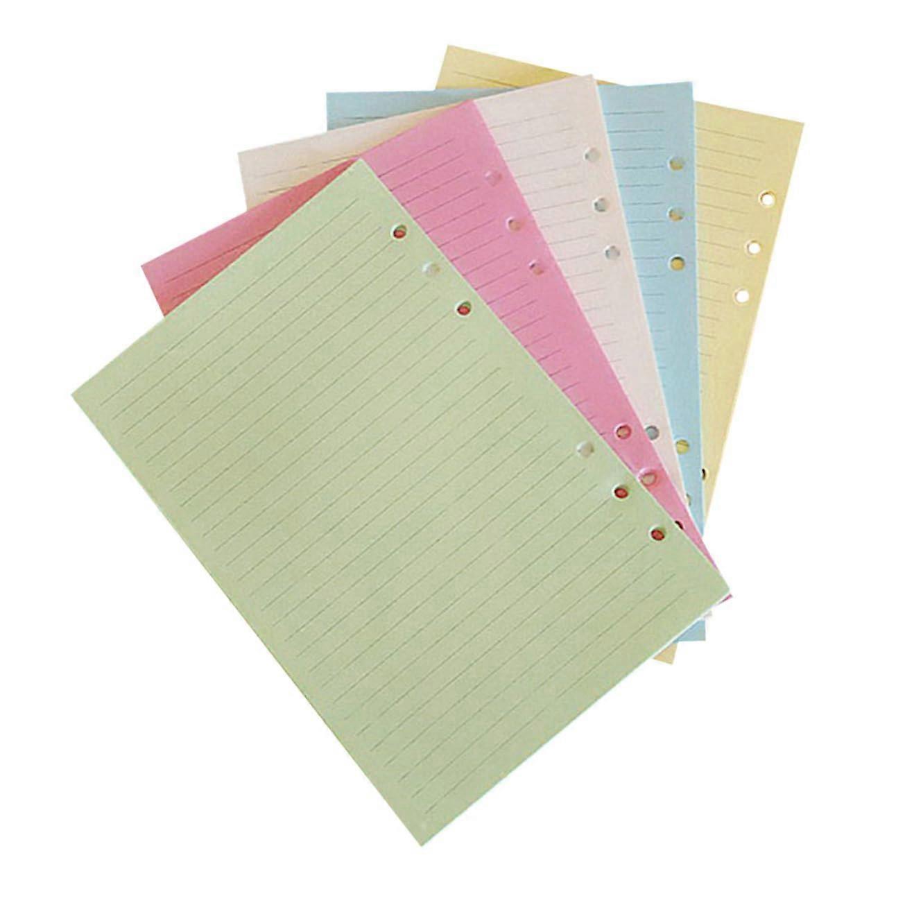 A5 Notebook Inner Core Refill Paper Pack of 100 - 6-Hole Colourful Inserts for Notepads, Smooth Writing Sheets