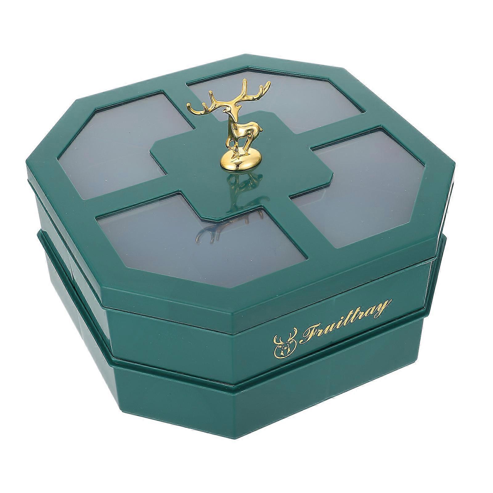 Divided Nut Tray For New Year Party In Green Color Featuring Double Layers And Storing Function 1Pack