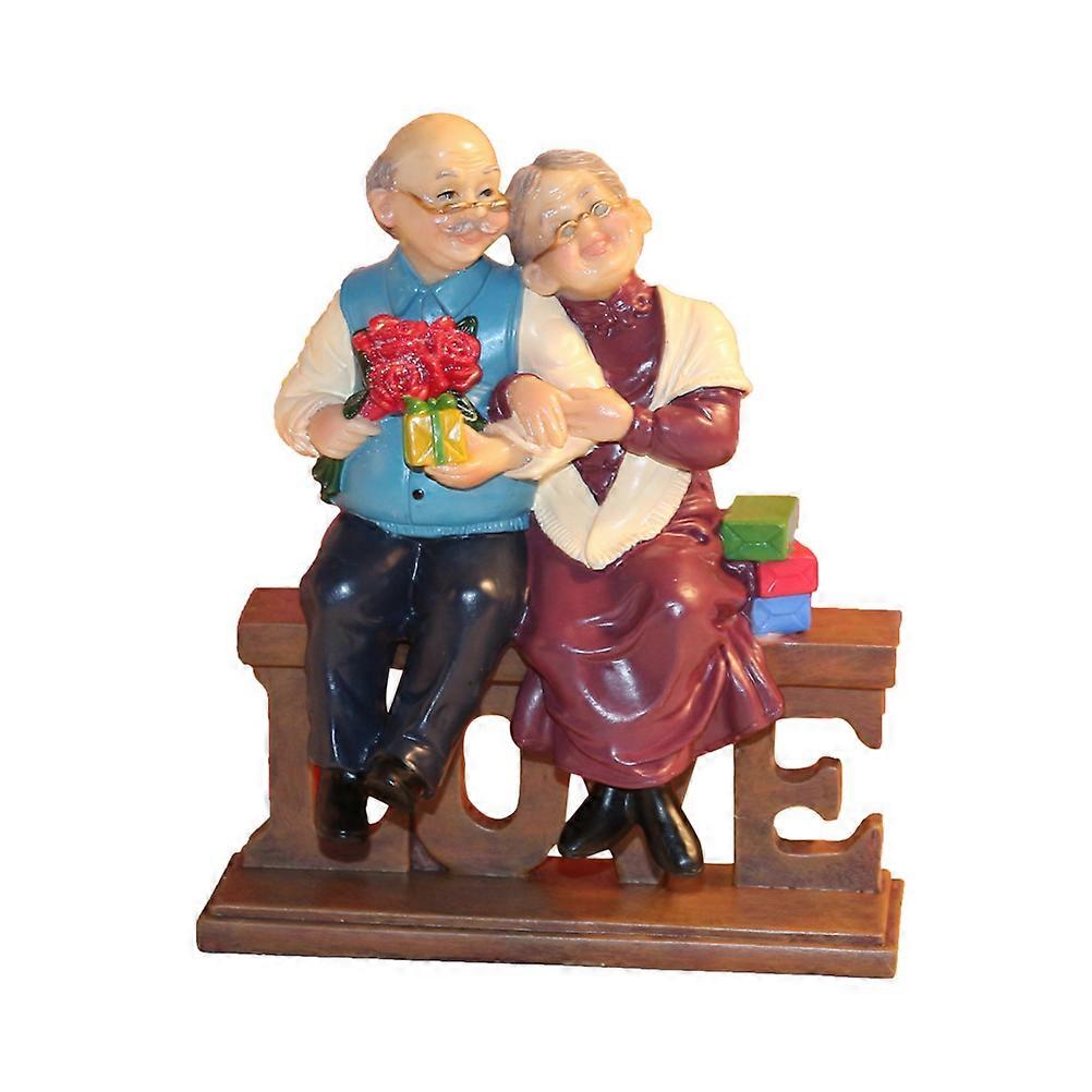 Elderly Couple Figurines Resin Craft Decoration for Tables Shelf Desks Multi 1Pc