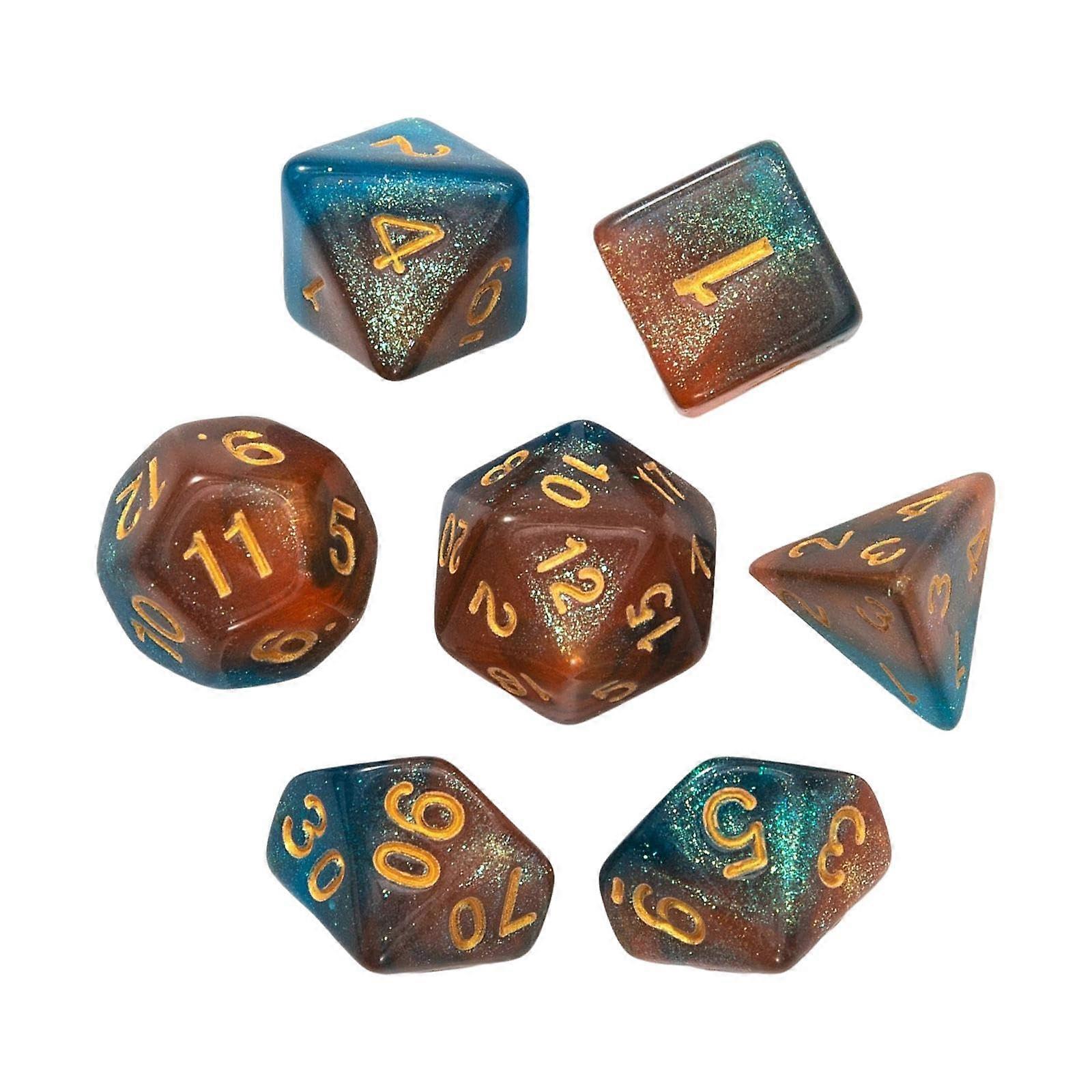 Polyhedral Dice Set D4 D8 D10 D12 D20 Acrylic Dice For Role-Playing Games And Card Games Blue Aureat 7pcs