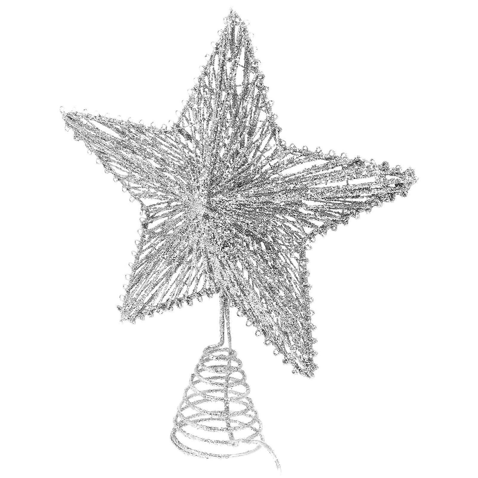 Iron Xmas Tree Topper Adorn Star-Shaped Light Decor for 1Pcs Xmas Tree
