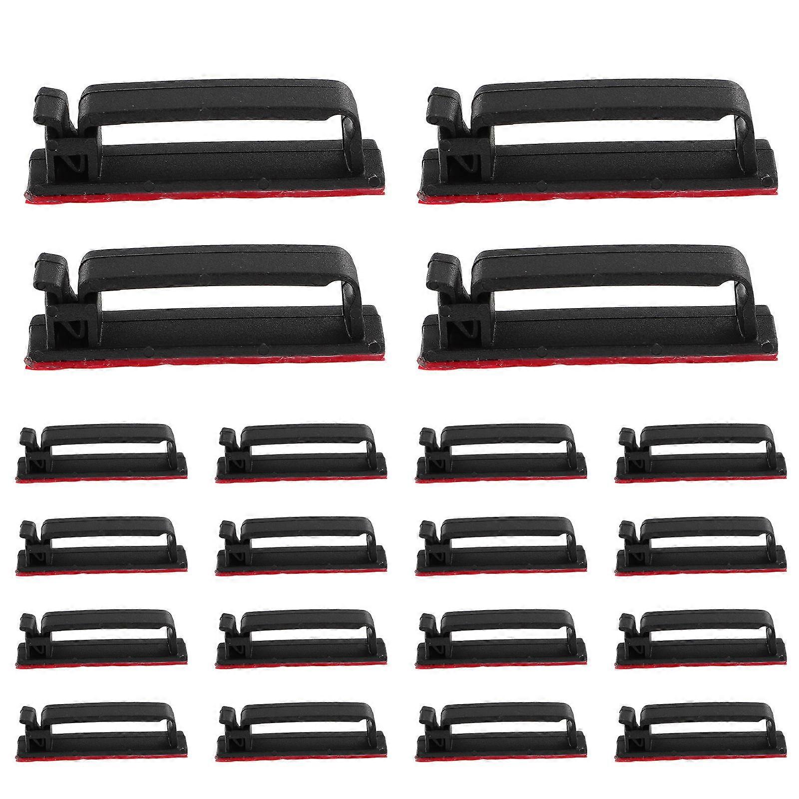 Cable Organizer Clips Adhesive Attachment Rectangular Self-Adhesive Backing For Office Use Plastic 25Pcs