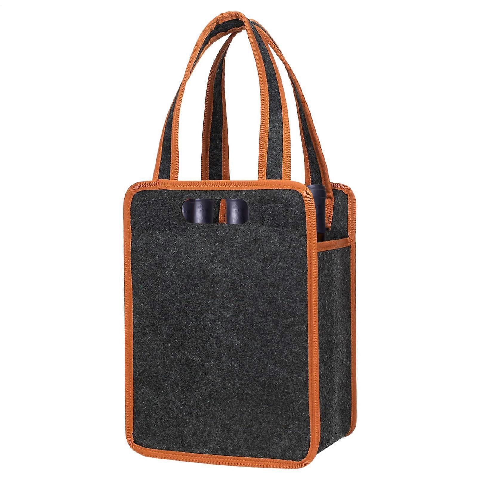 Wine bag Felt bottle bag Portable bag for 6 wine bottles Door holder with resistant handles for indoor use, picnic, grill, camping.