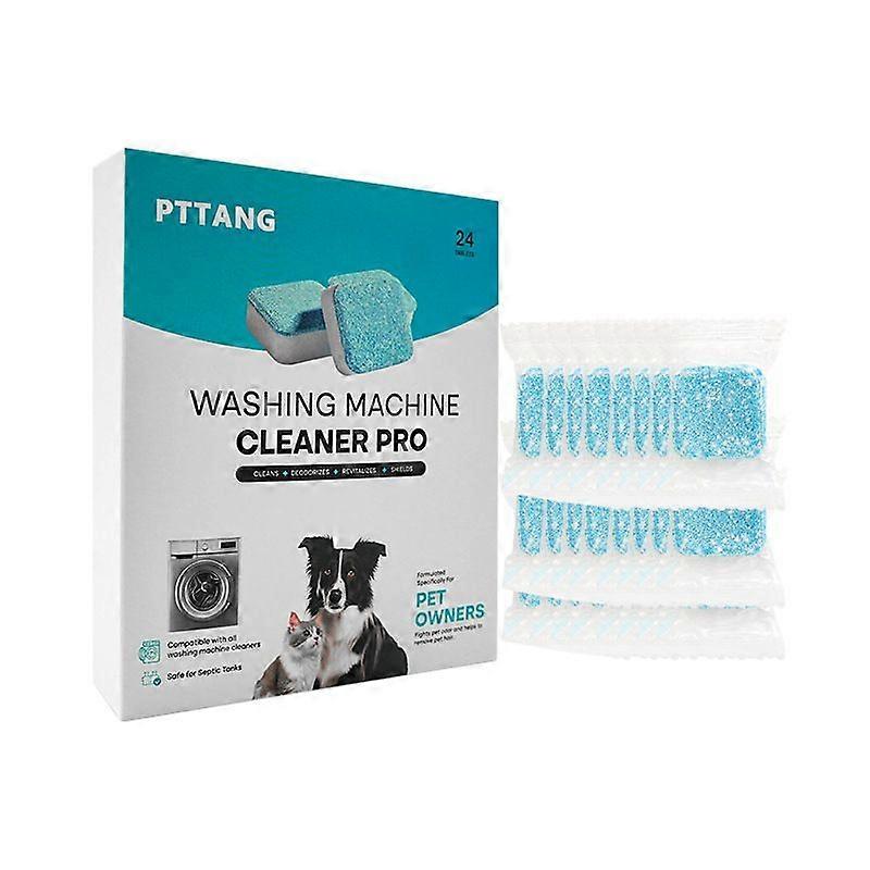 24PCS Washing Machine Cleaning Tablets Fully Automatic Drum-Type Disinfecting and Stain-Removing Effervescent Cleaning Tablets