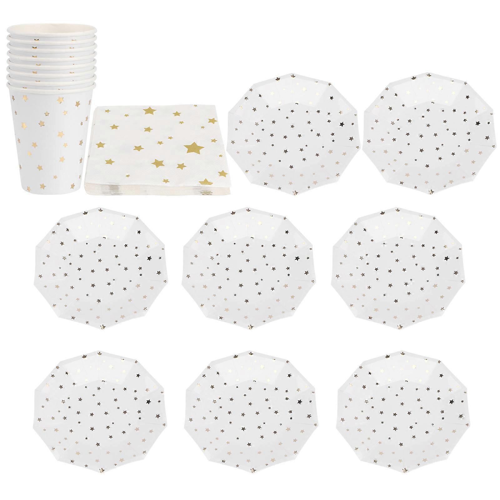 Paper Plates with Napkins in Assorted Colors for Dining Smooth NonToxic 9 inch