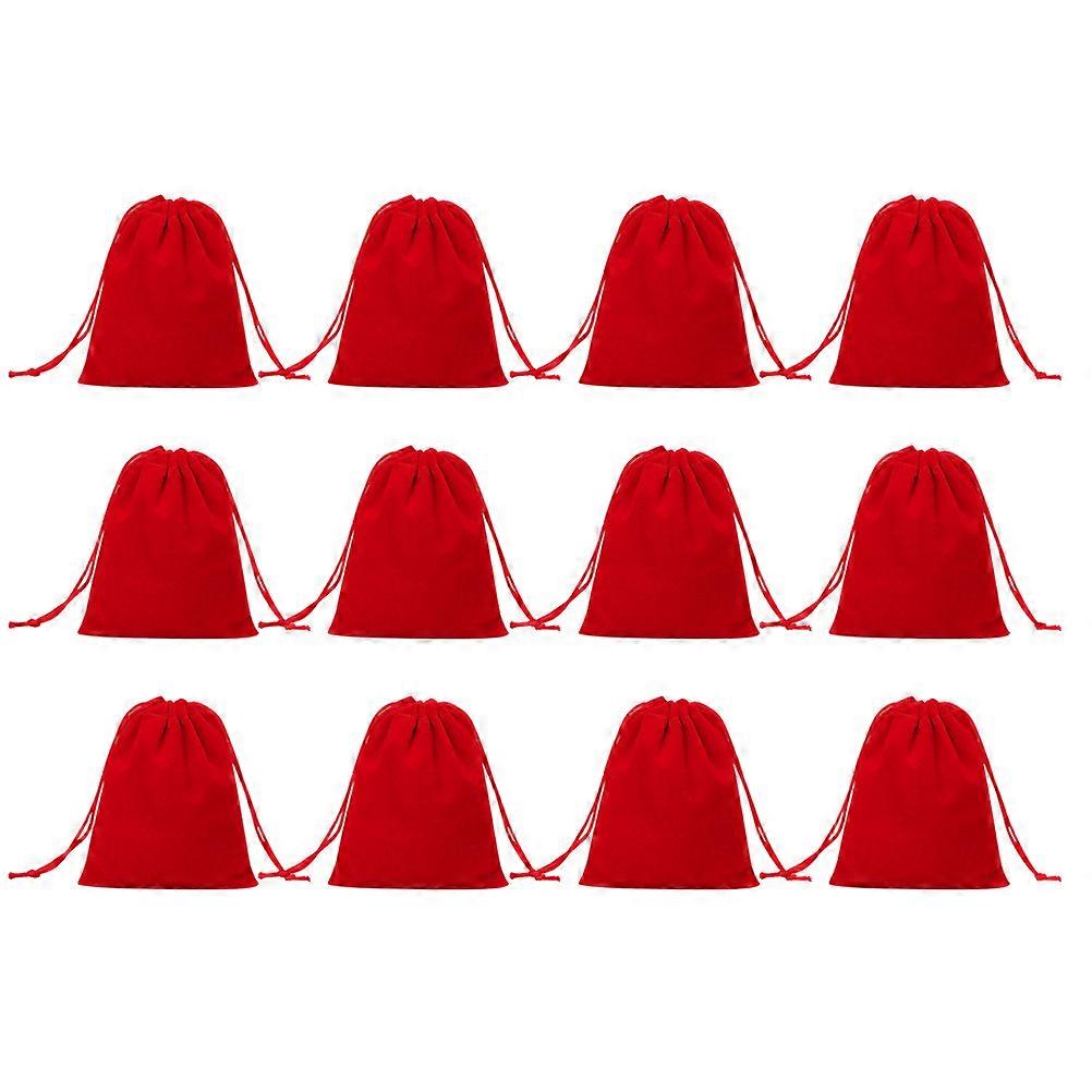 Jewelry Pouches Red Plush Drawstring Bag 5x7 Cm For Business Display 50Pcs