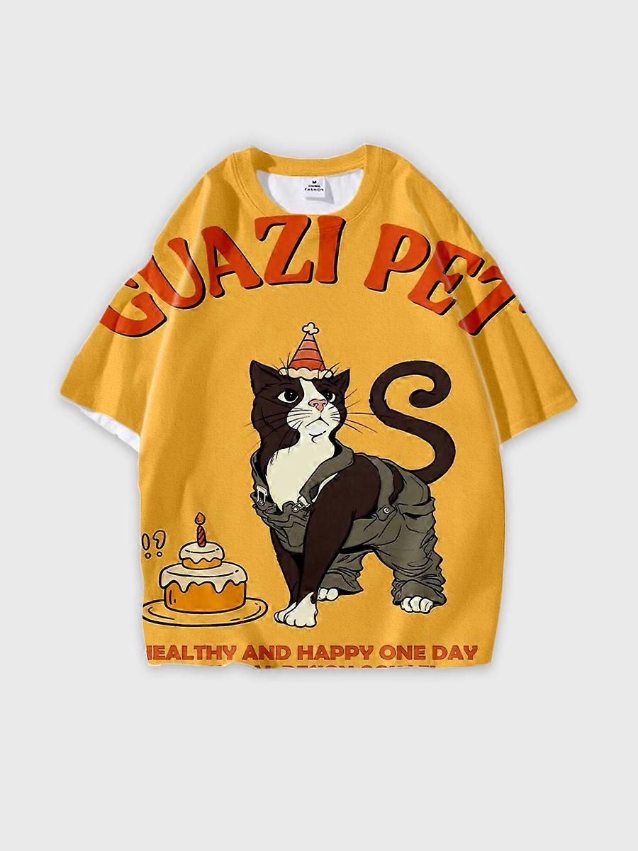 T-shirt girocollo Cartoon Pattern manica corta sciolta B1932