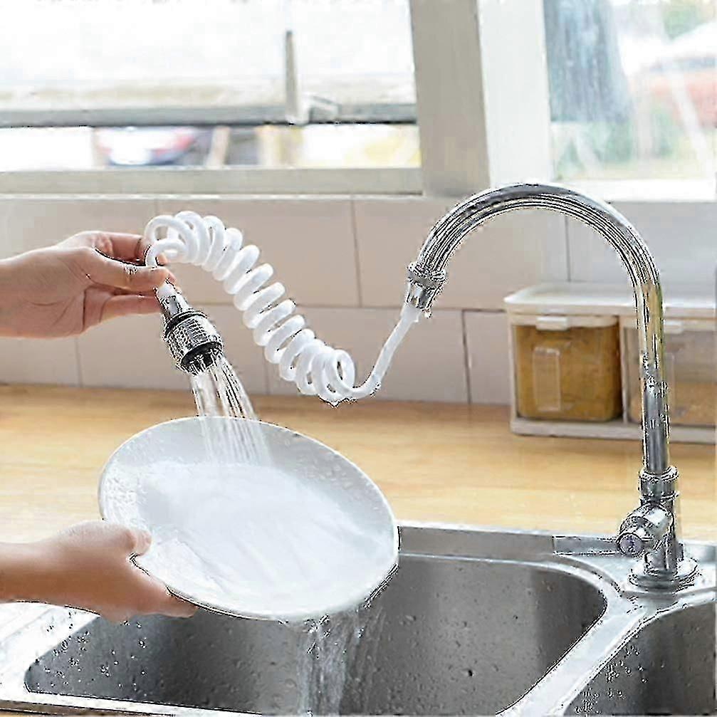 Pull-out Long Hose Kitchen Faucet Extension Pull-out Kitchen Faucet Extension Faucet (white)