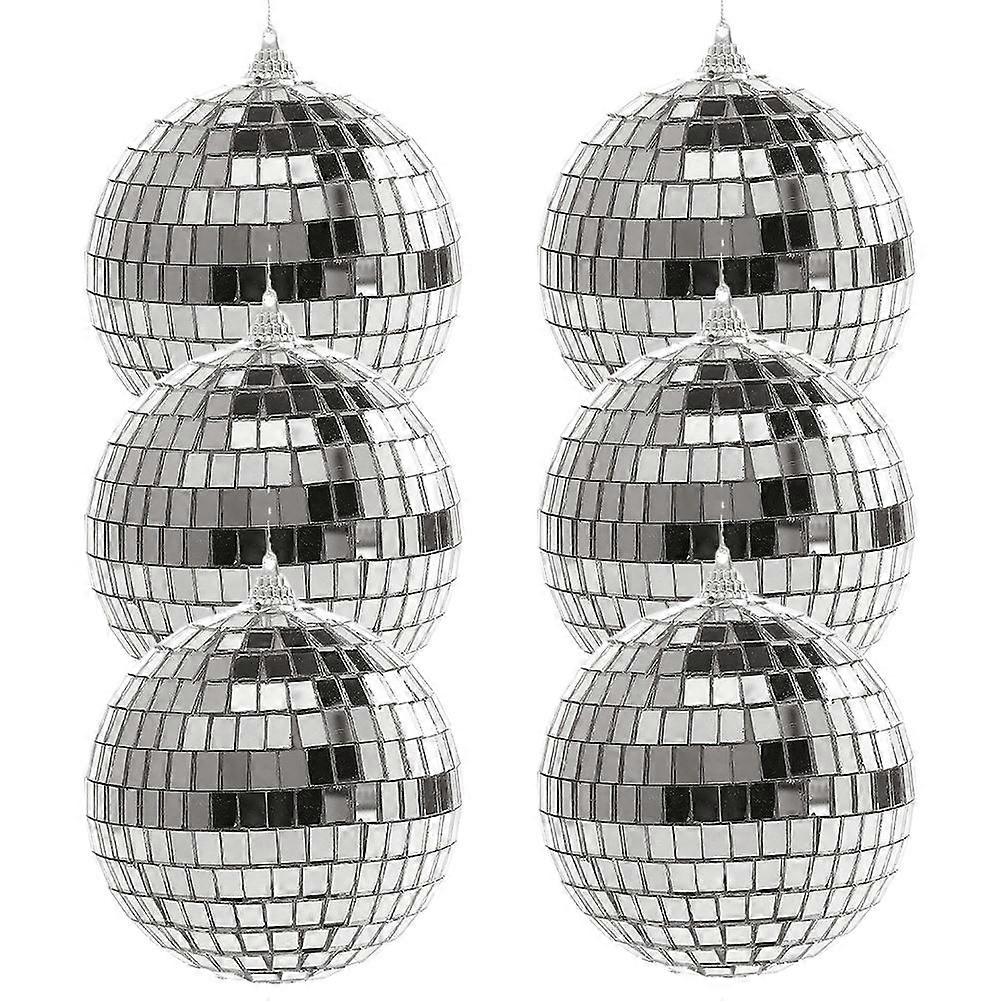 Hanging Disco Balls Decoration Gift Round Foams Glass 2.8×2.8×2.8in 6Pcs