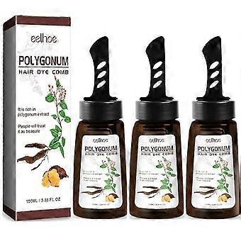 3x 100ml Polygonum Haarfärbekamm weiß auf schwarz Haarfärbekamm für alle Haartypen
