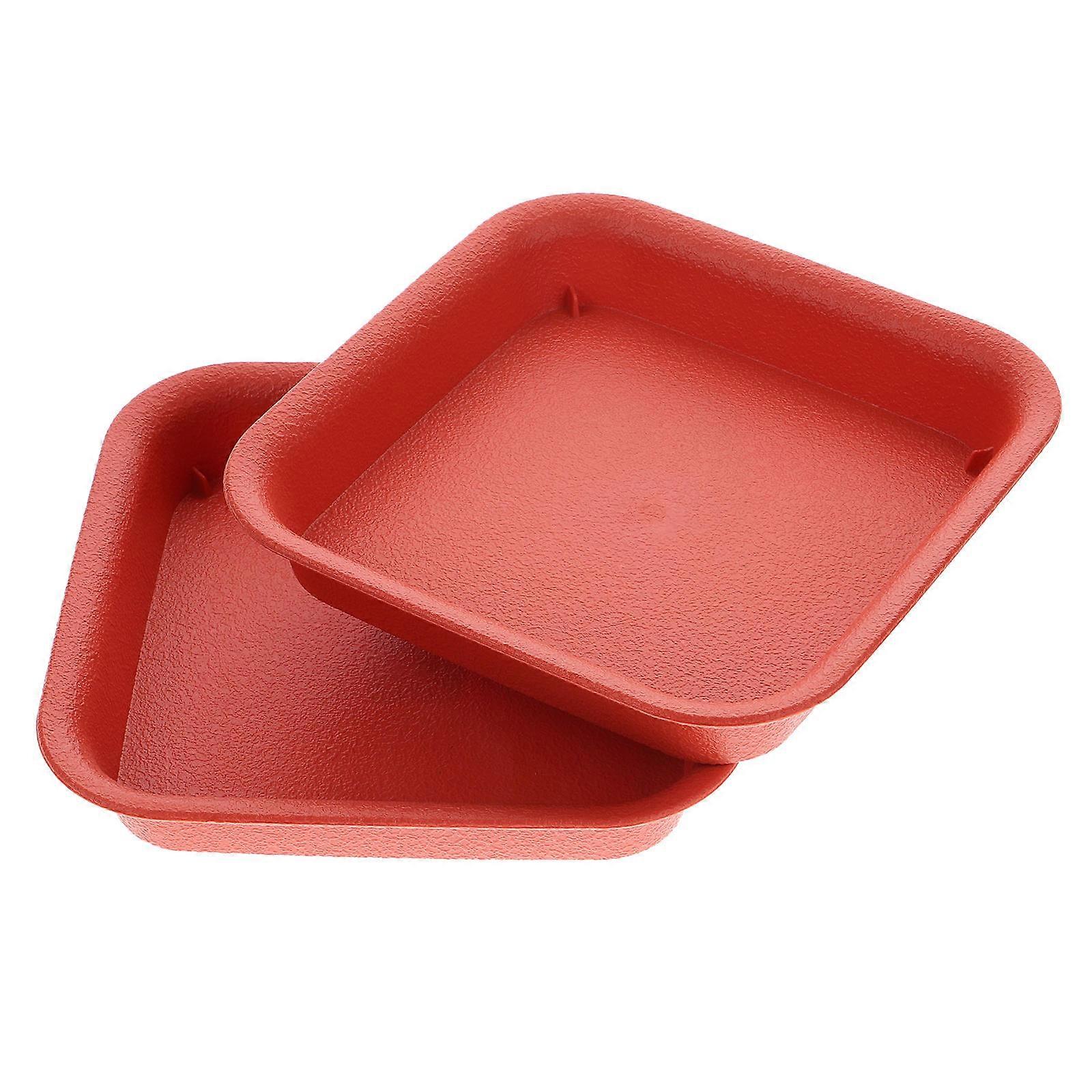 מגש צמחים עמיד בפני דליפות מפלסטיק חום לעציץ עם תחתון נגד החלקה 2 יחידות צורה מרובעת