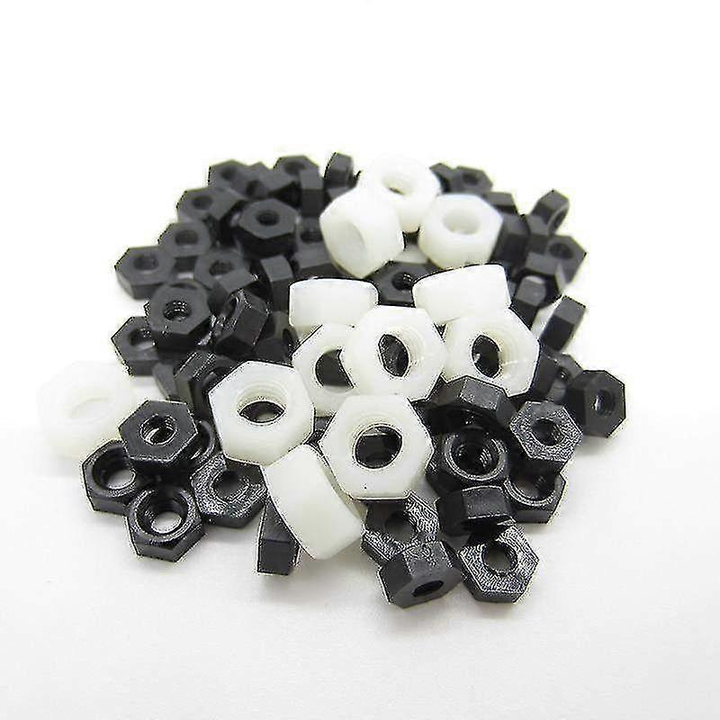 White M6 Nylon Hex Nuts - 50pcs Hexagonal Plastic Nuts for Secure Fastening and DIY Projects