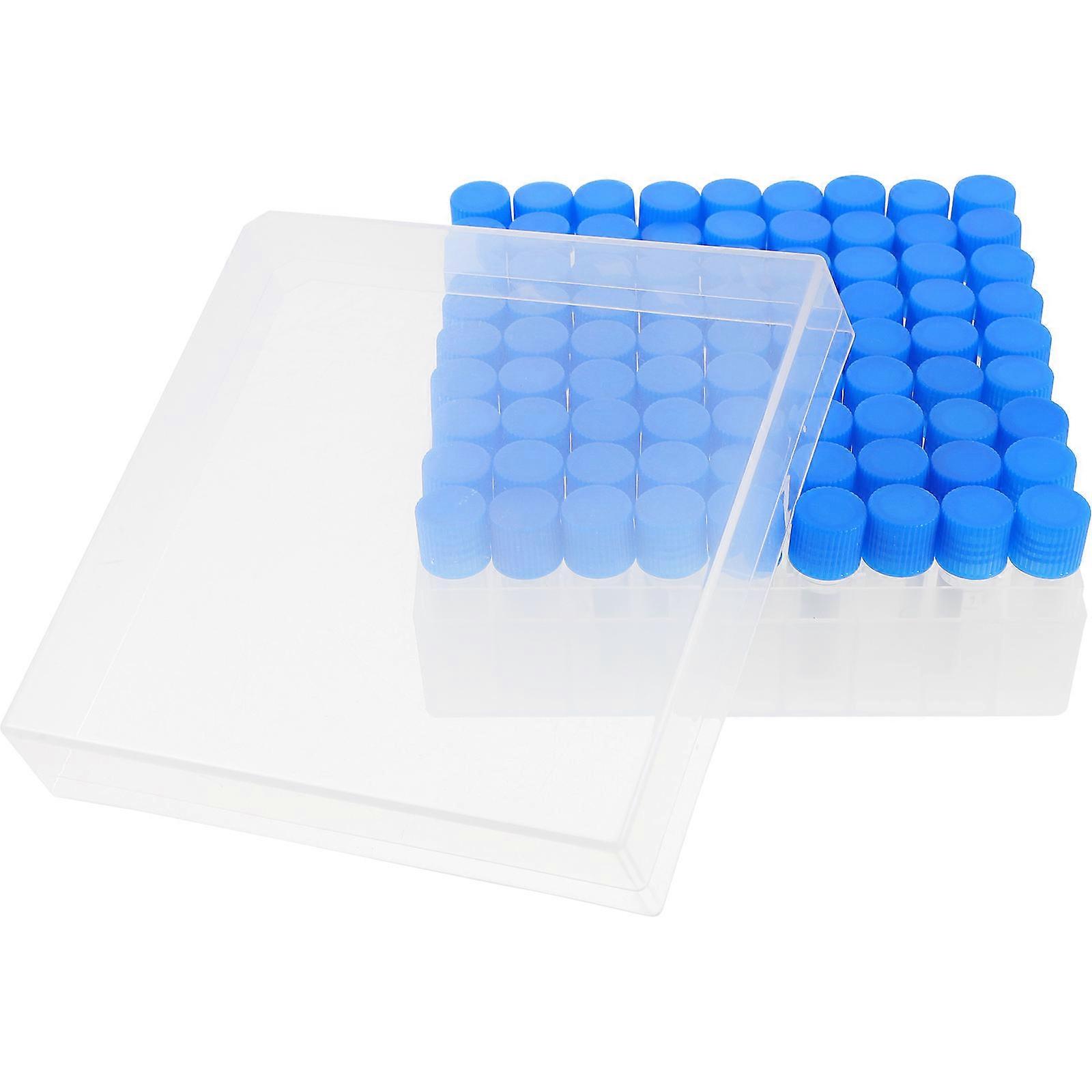 82Pcs Blue Plastic Vials 1.8Ml Perfect For Laboratory Use Featuring Screw Lid